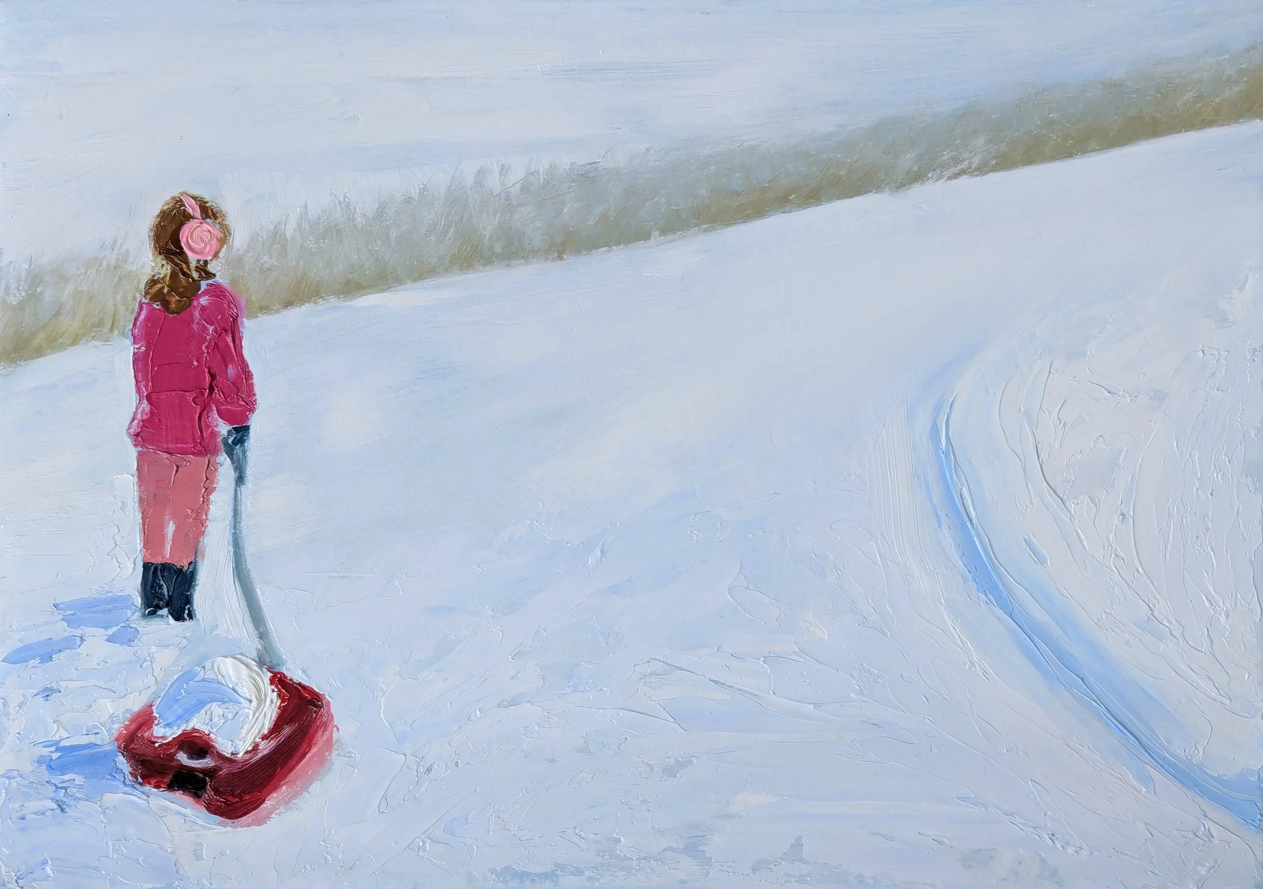 "Snow Day” (oil on paper, 30 × 40 cm)