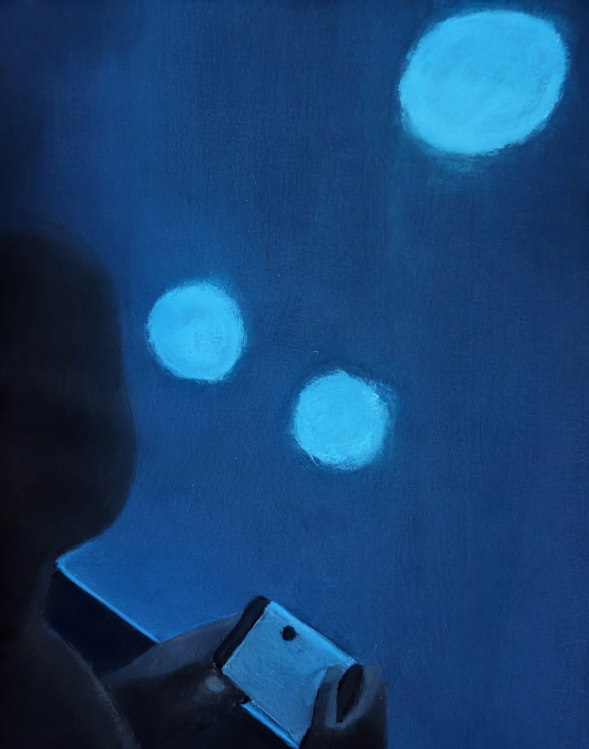 "Glowing Jellyfish" (acrylic on paper, 33 x 42 cm)