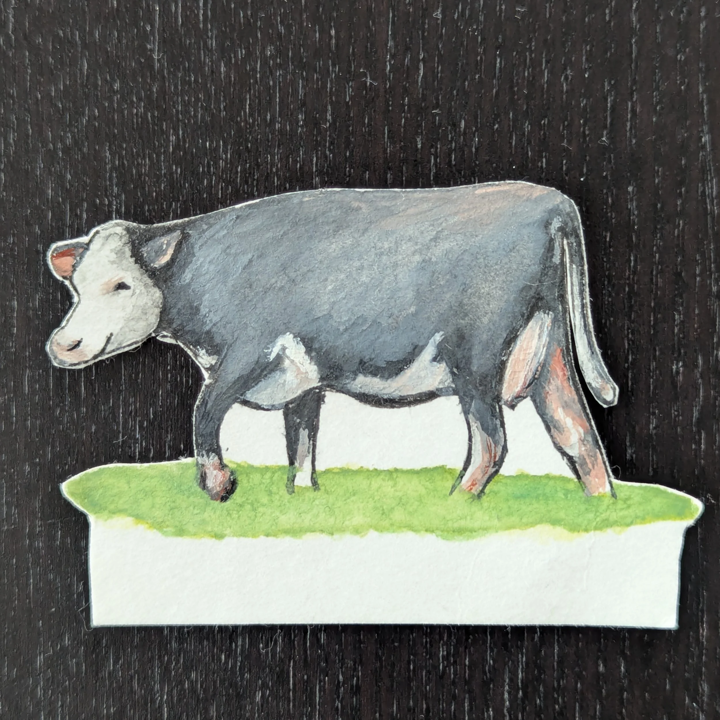 "Little Cow" (watercolor on paper, 5 x 7.5 cm) 