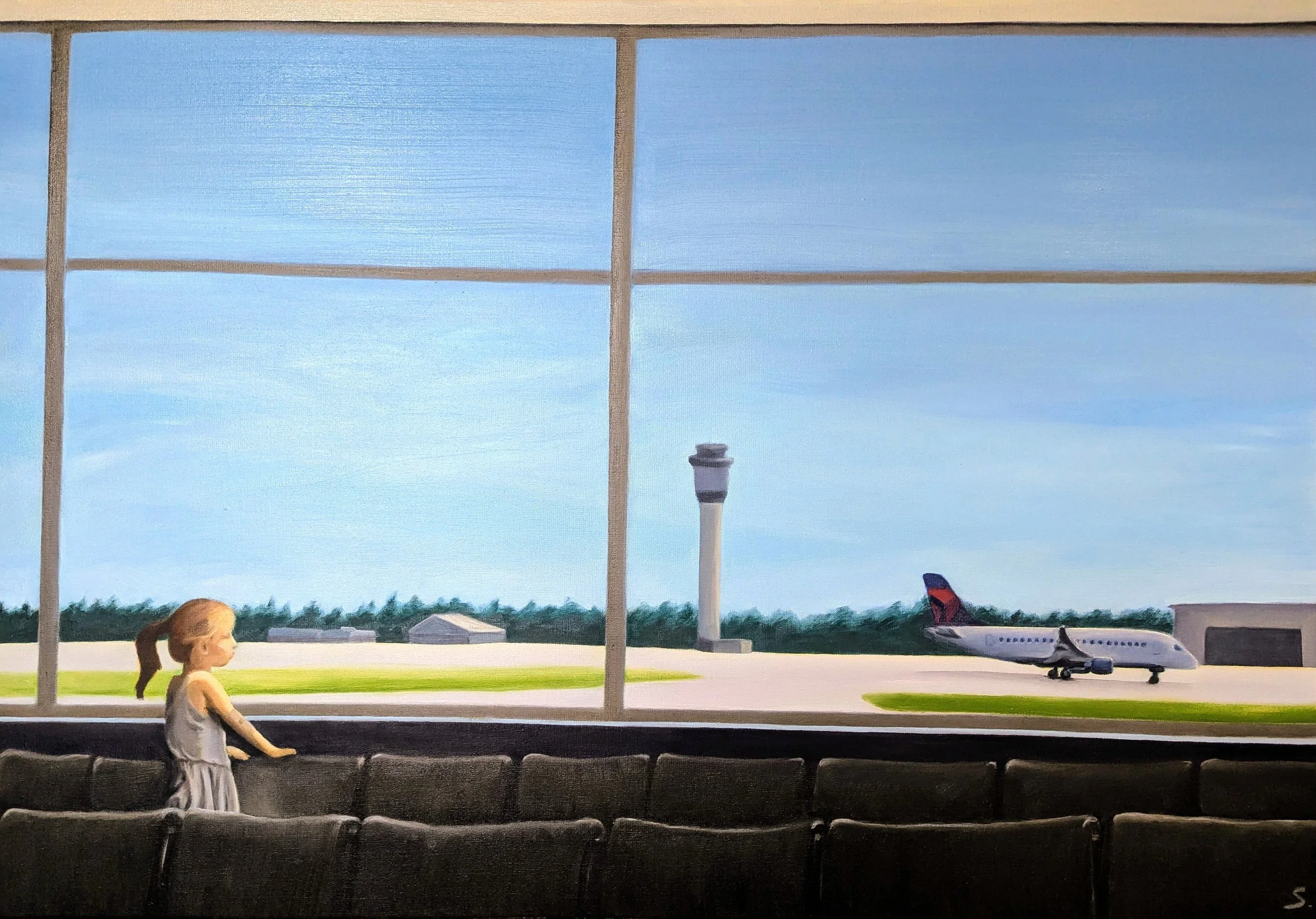 "Airport Window" (oil on canvas, 70 x 100 cm)