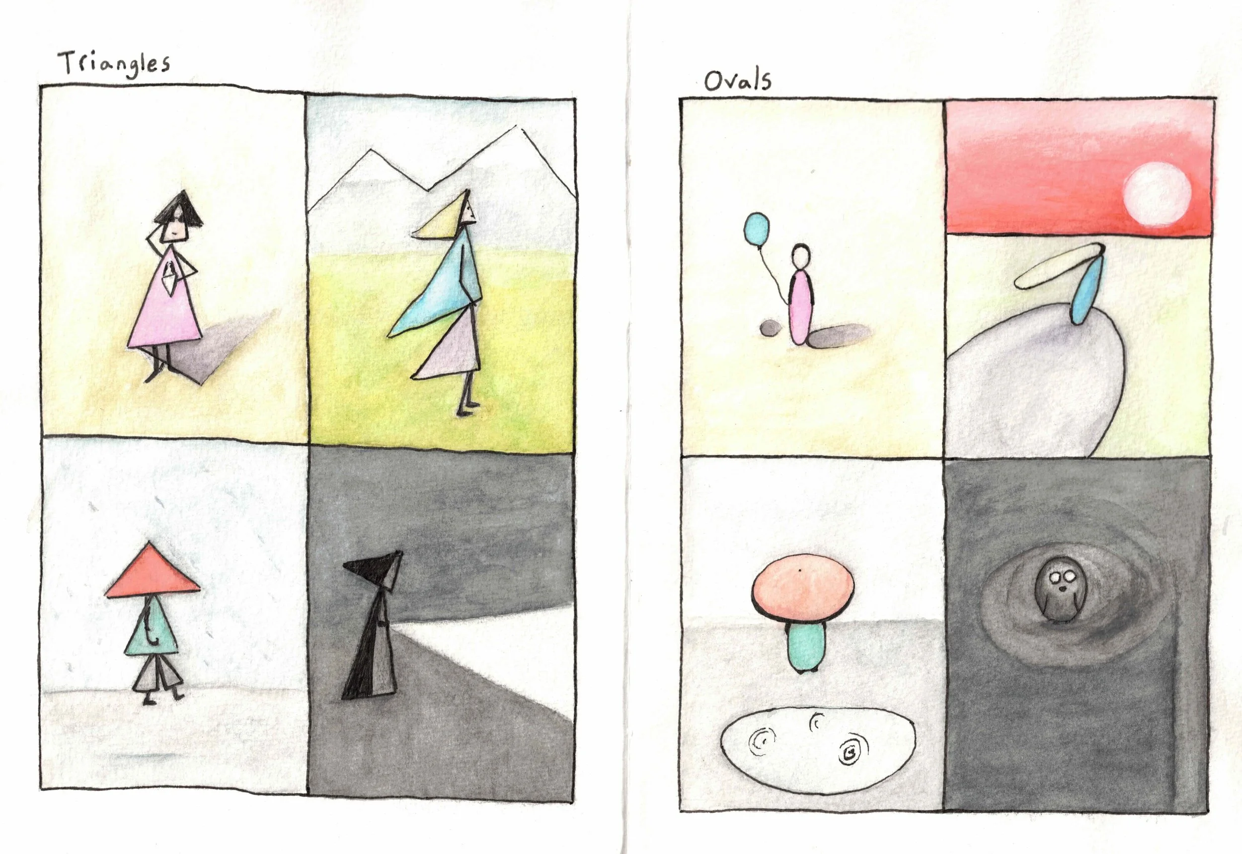 triangles and ovals