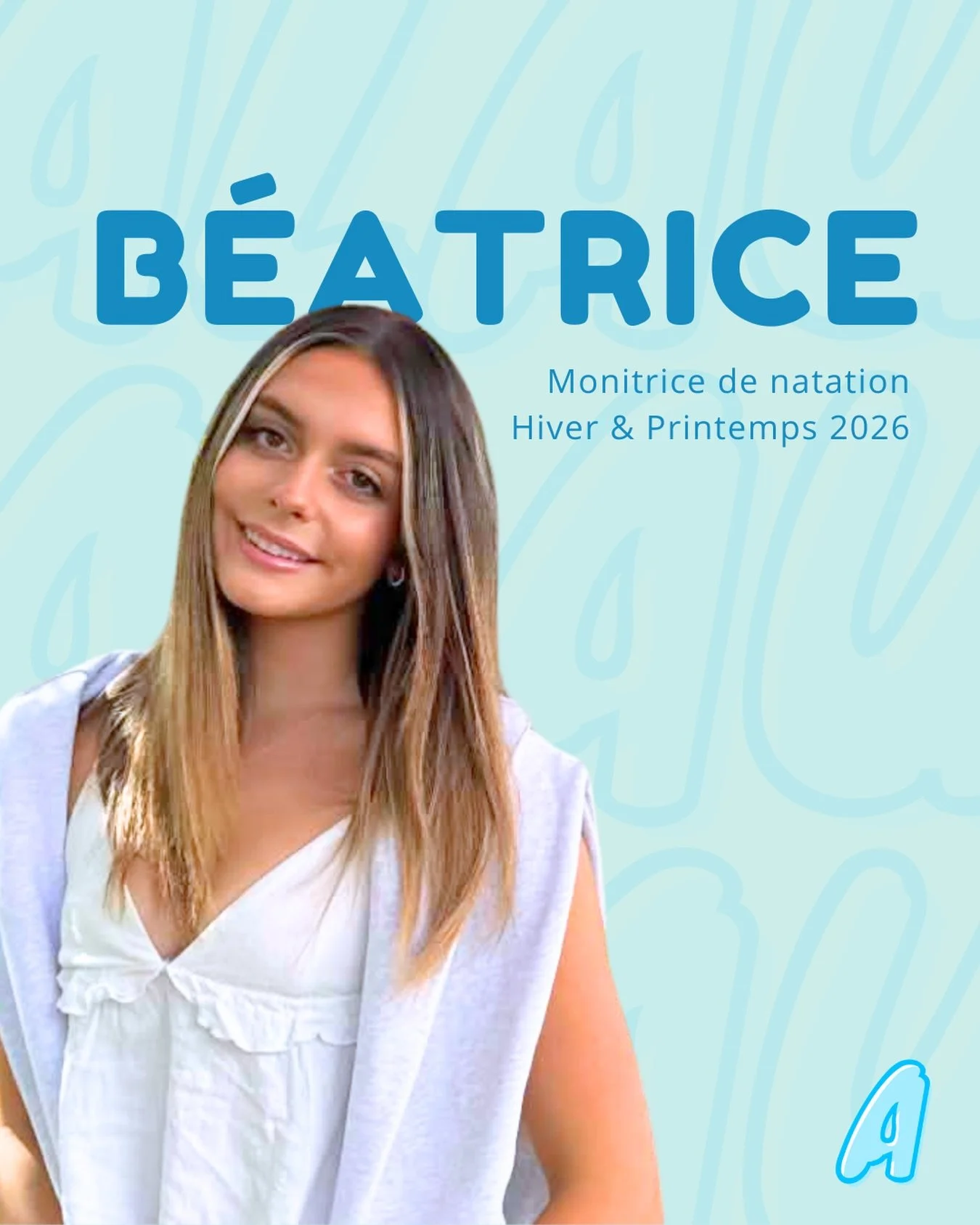 PR&Eacute;SENTATION DES MONITEURS - HIVER 2026 : B&Eacute;ATRICE 🐠

&bull; Monitrice de natation depuis 2023
&bull; Formation de monitrice du programme Nager pour la Vie 
&bull; Coach de natation comp&eacute;titive 

&laquo;Coucou, moi c&rsquo;est B