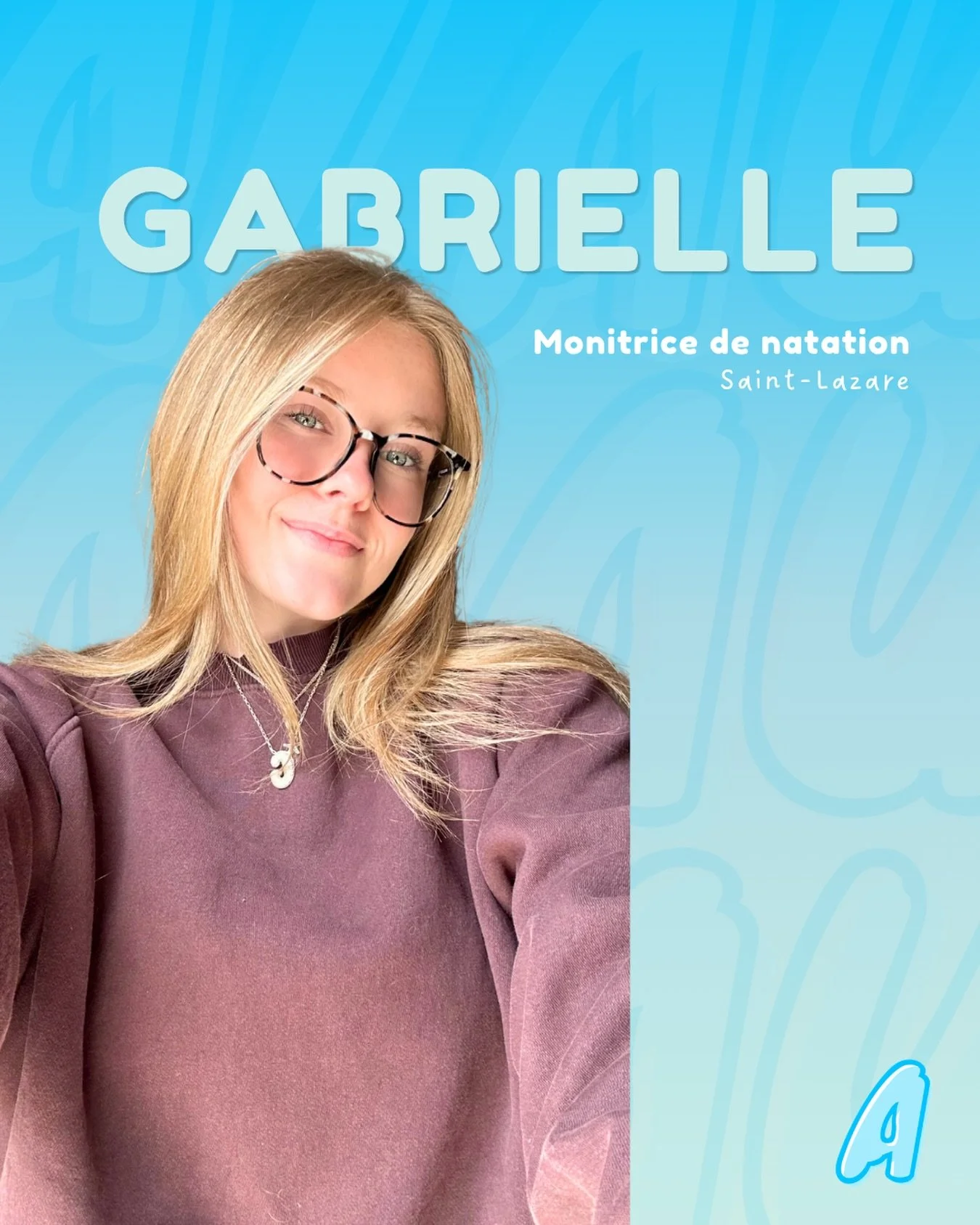 Pr&eacute;sentation de notre &eacute;quipe estivale 2026😍 : Monitrice - Gabrielle 🐠

&laquo;&nbsp;Salut! Moi, c&rsquo;est Gabrielle 😊

&Ccedil;a fait maintenant 4 ans que je travaille dans le domaine du sauvetage et de la natation. 
Petit fun fact