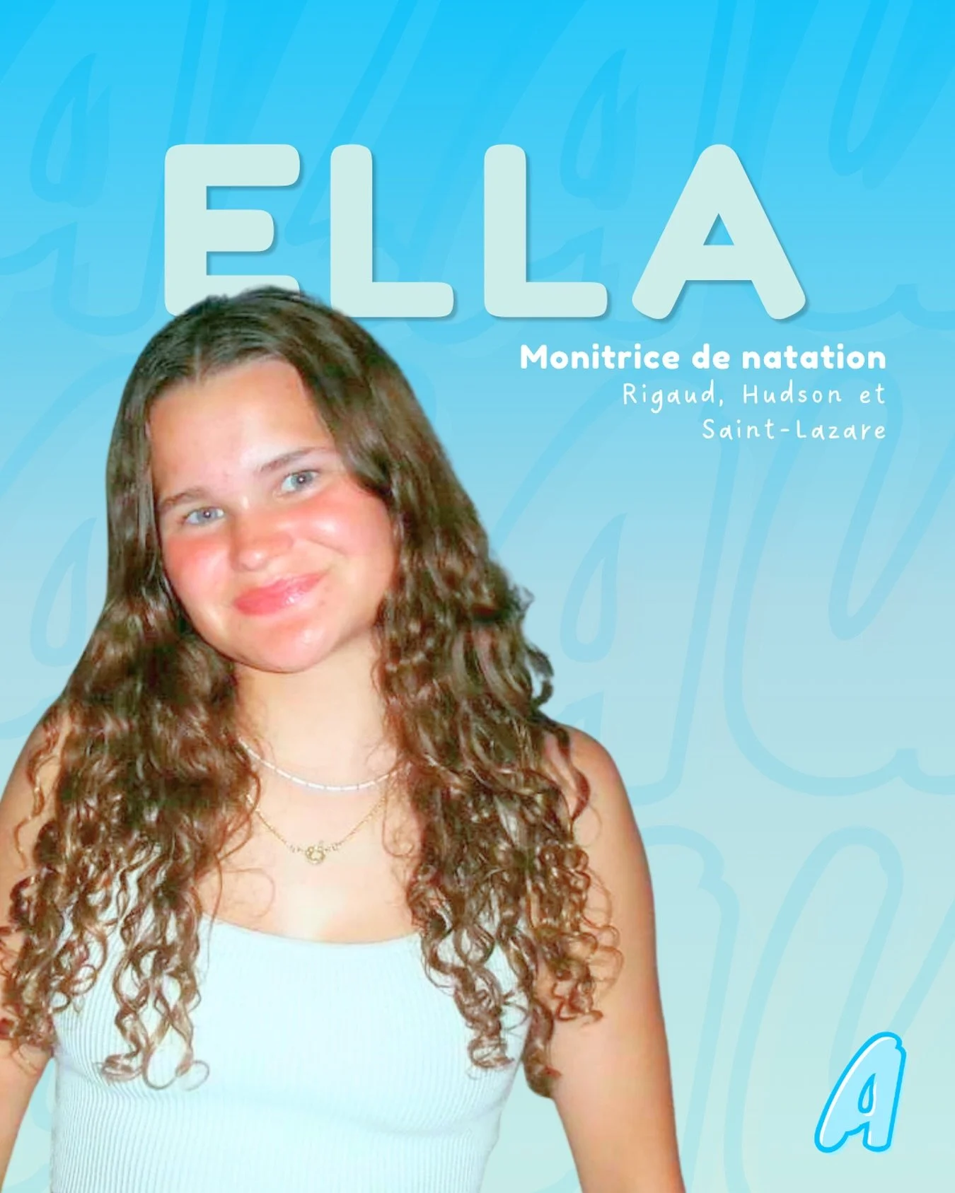 Pr&eacute;sentation de notre &eacute;quipe estivale 2026😍 : Monitrice - Ella 🏊🏼&zwj;♂️

&laquo;&nbsp;Salut, je m&rsquo;appelle Ella! Je suis sauveteure et monitrice de natation depuis 3 ans, et entra&icirc;neure de tout-petits cocos depuis 5 ans. 