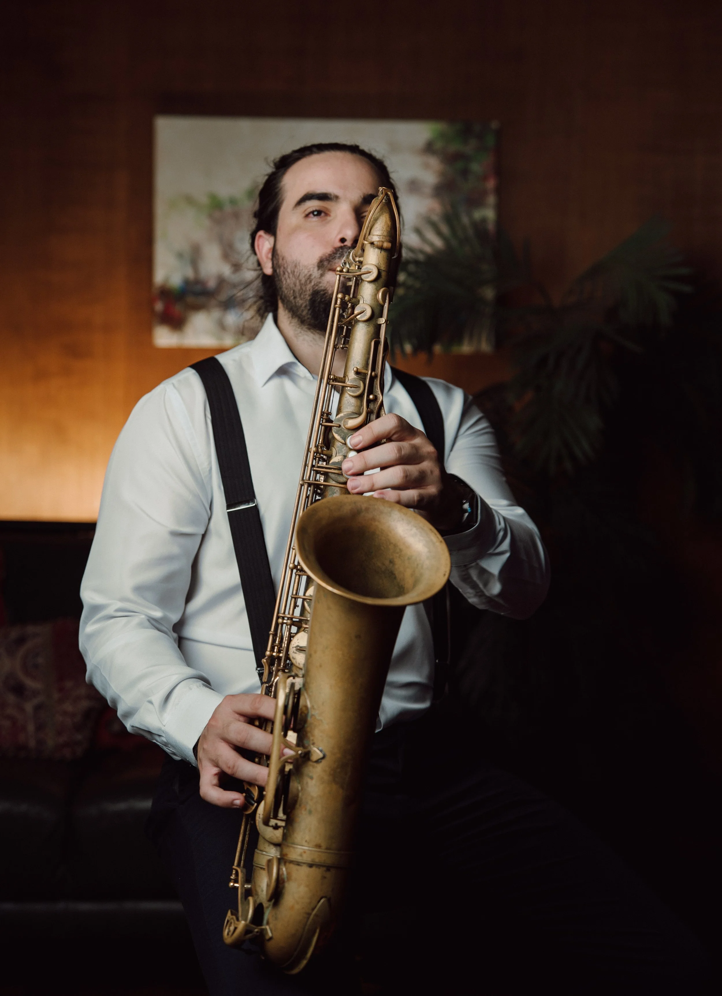 Saxophone Instructor demonstrating musical technique