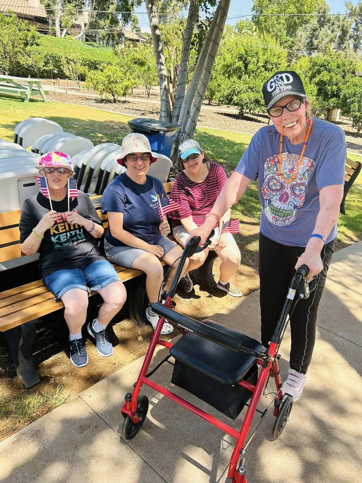 4 ladies outside enjoying the 4th of July