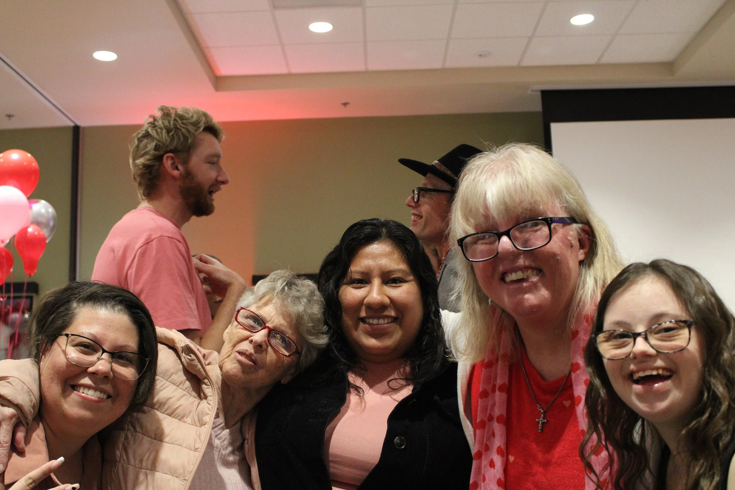 Adult women at a valentines party