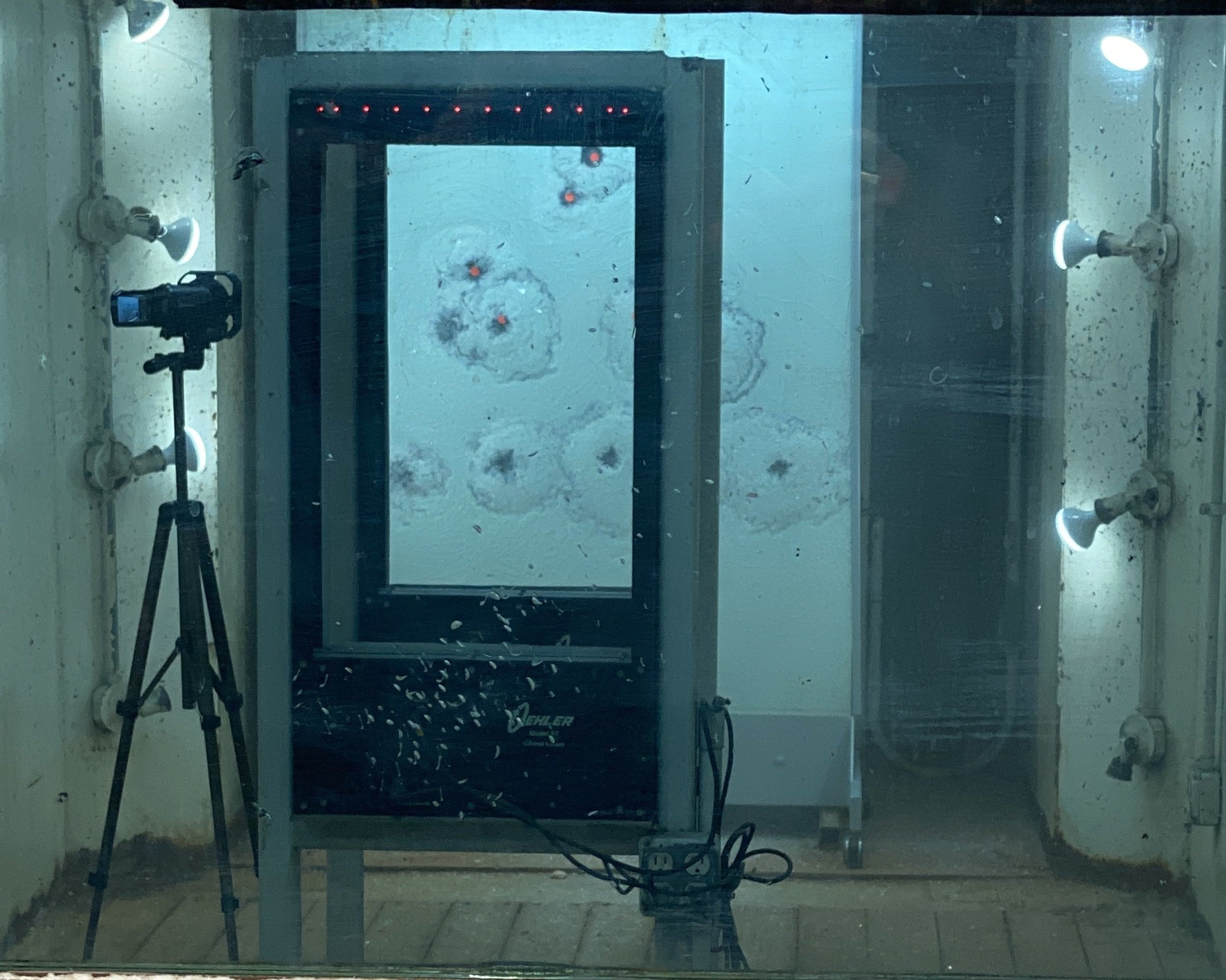TAG Mobile bulletproof whiteboard during live-fire ballistic testing demonstrating UL 752 Level 8 rifle-rated protection