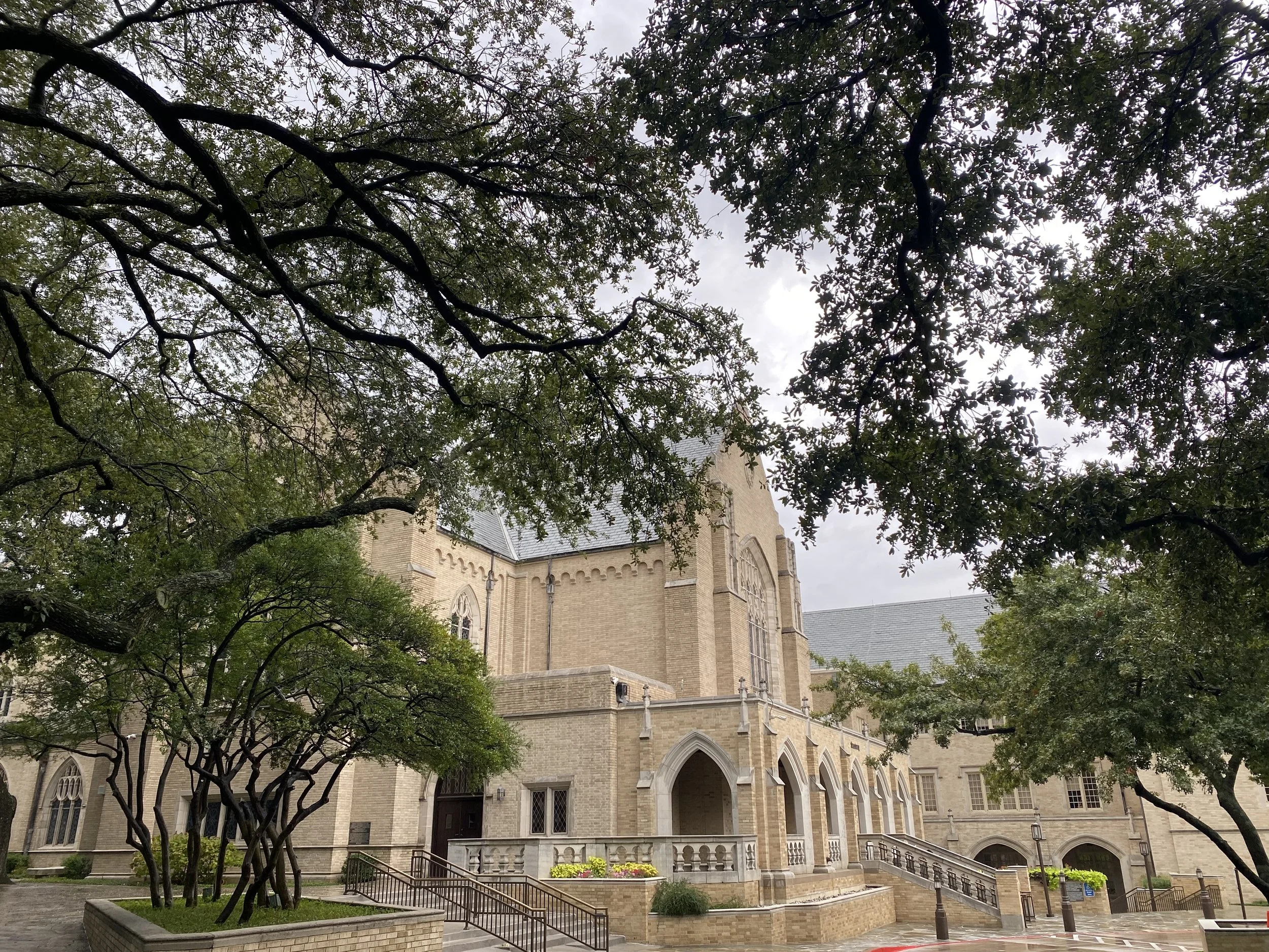 Church exterior representing layered security and preparedness strategies for houses of worship and faith-based schools