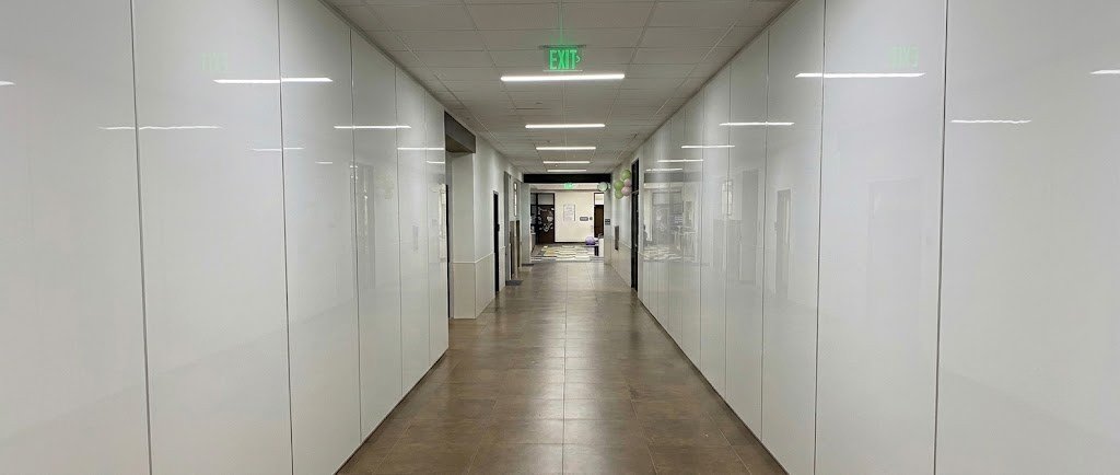 Titan WallShield bulletproof wall panels installed in a school hallway to support layered ballistic protection planning.