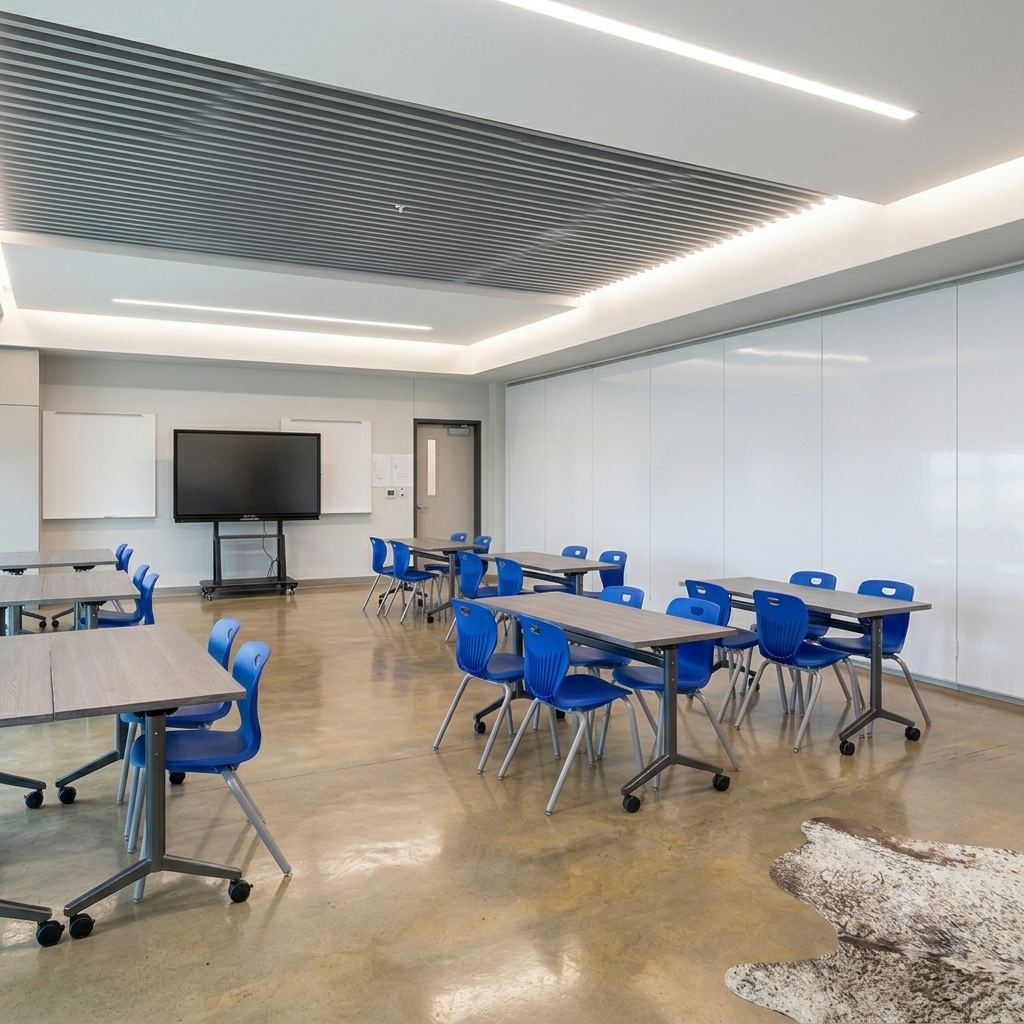 Titan WallShield bulletproof wall panels providing discreet fixed ballistic protection in a school classroom environment.