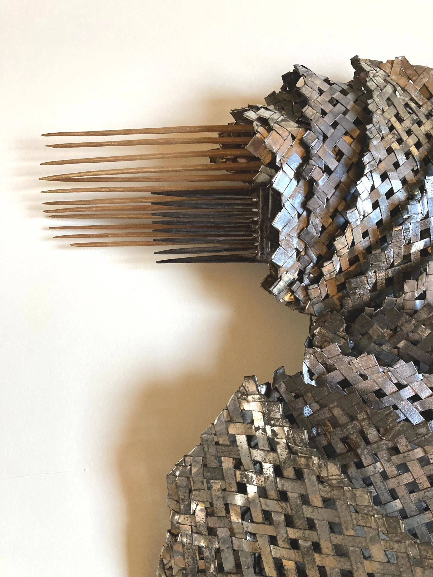 detail of Ammonite with African combs 