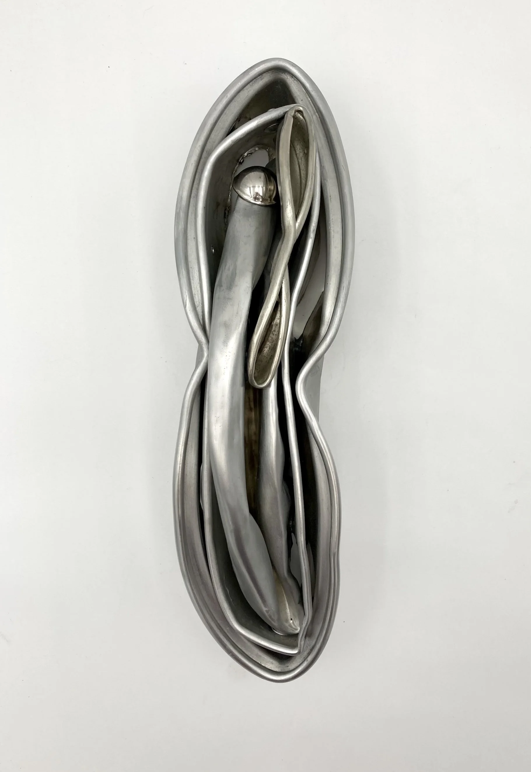 Crushed Infinity- 15x5x5- crushed pewter pots 
