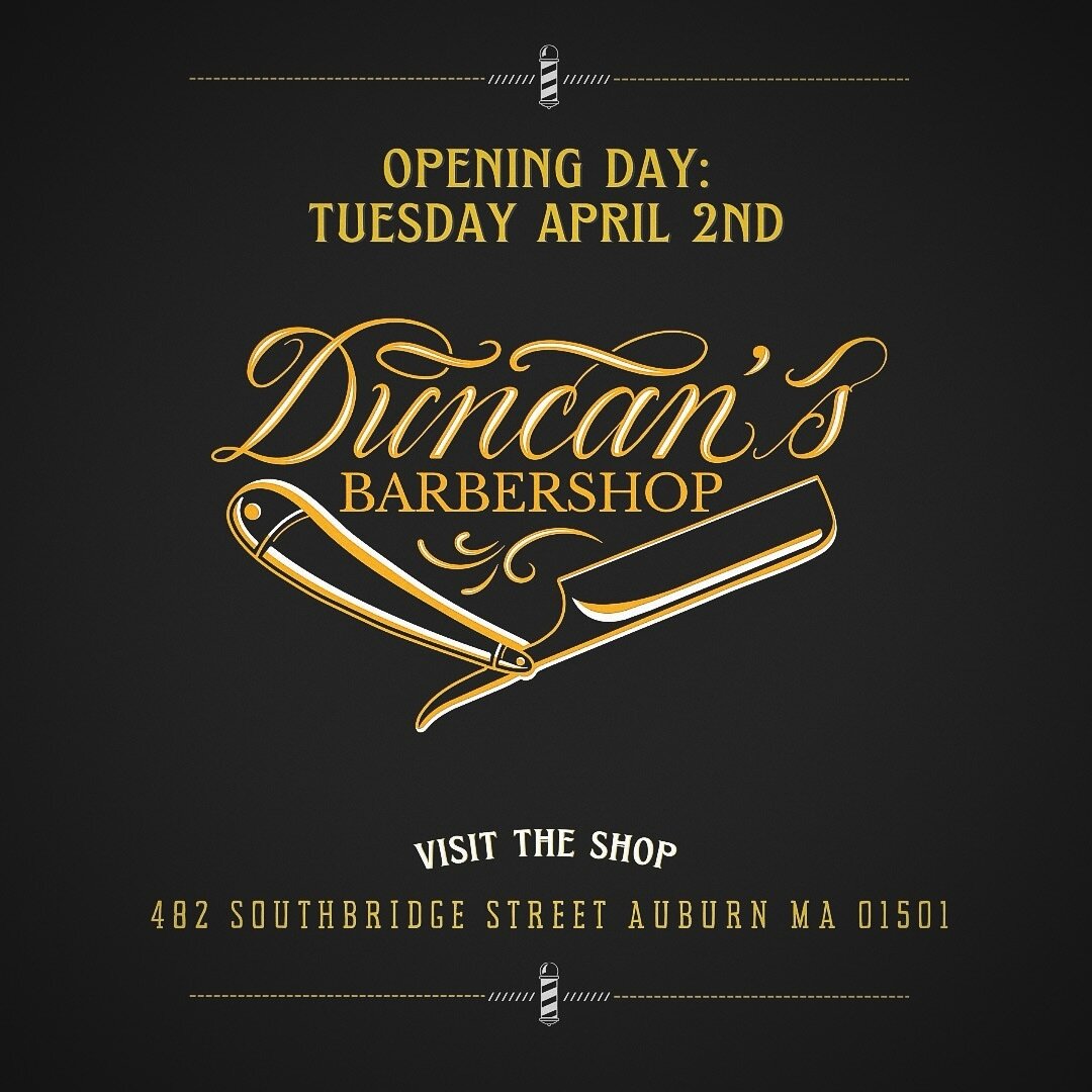 Duncan&rsquo;s Barbershop of Auburn will be officially open for business on Tuesday April 2nd. Brought to you by Auburn&rsquo;s very own @chad_duncan. Swing by the shop or book appointments online at www.DuncansAuburn.com 💈 🚀
