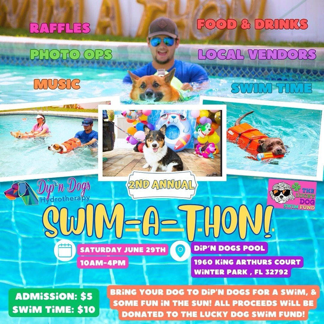 You&rsquo;re cordially invited to make a splash at our 2nd Annual SWIM-A-THON Donation Event on June 29th, 2024, from 10:00 AM to 4:00 PM! Join us for a day filled with wet noses and heartfelt giving, all in support of The Lucky Dog Swim Fund🐶🎗️🍀
