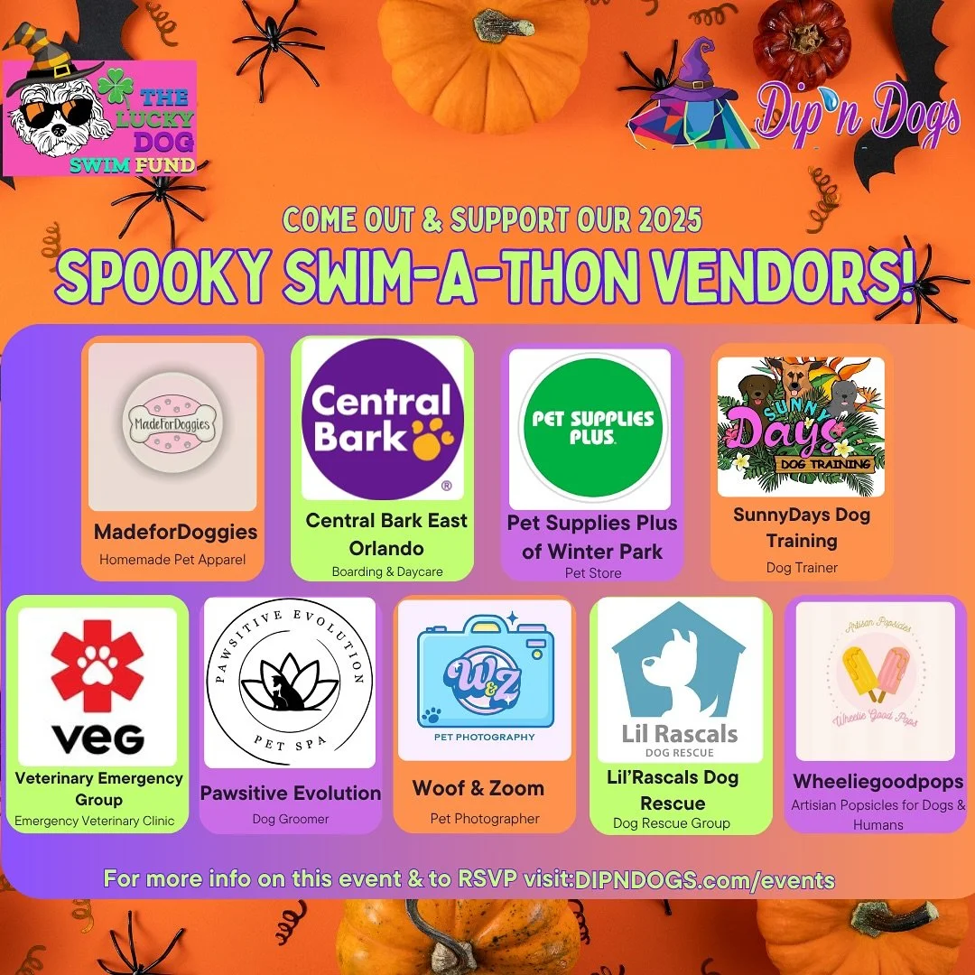 🎃🐾 It&rsquo;s time to get spooky for a good cause! 🐾🎃

Join us at our 3rd annual Spooky Swim-A-Thon, presented by The Lucky Dog Swim Fund!🍀🎗️

We&rsquo;re thrilled to feature a lineup of Orlando vendors and rescues &mdash; from local pet busine
