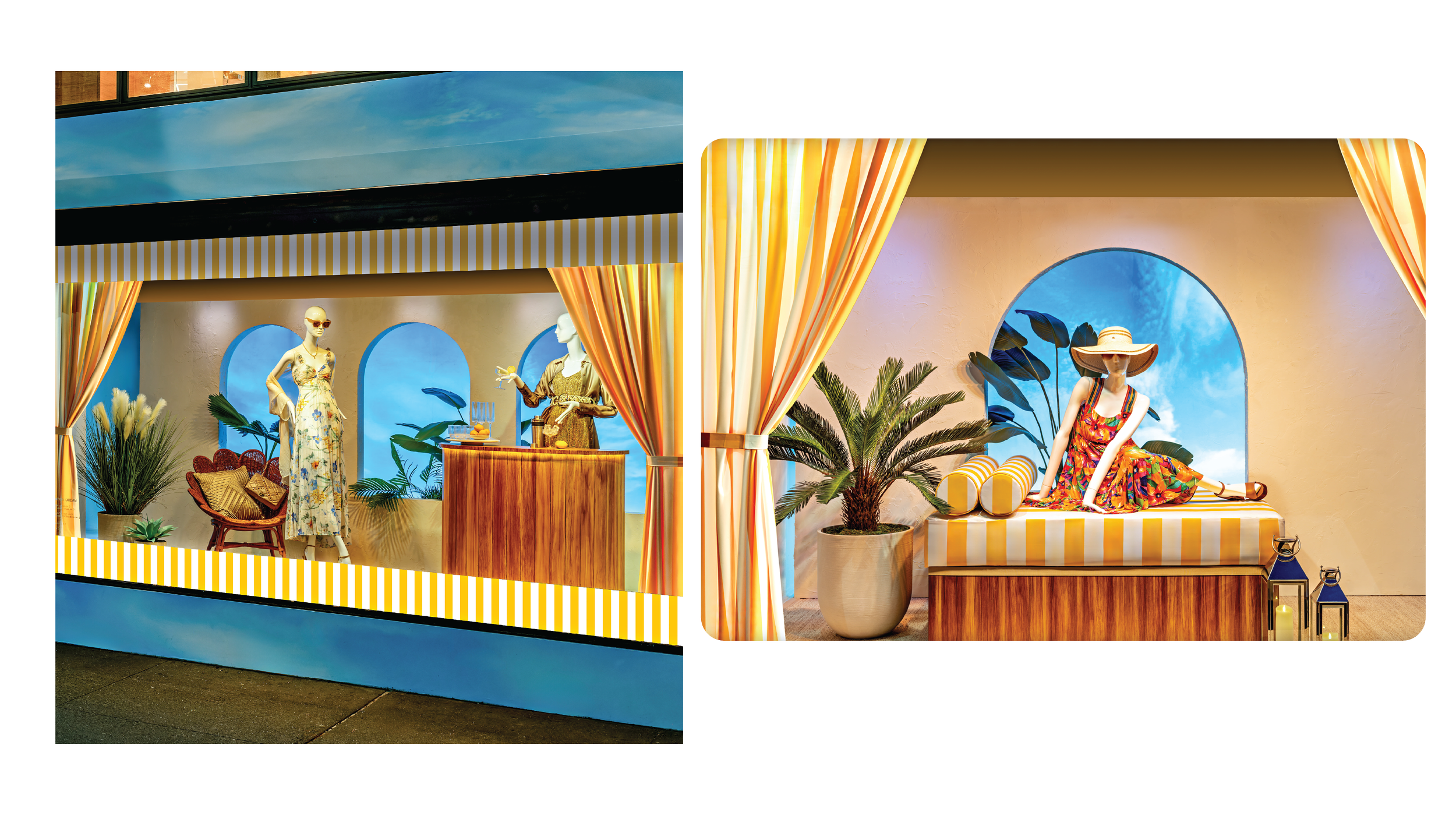 Macys Summer 2025: Faux textured Stucco with JC, Faux wood grain painted in.