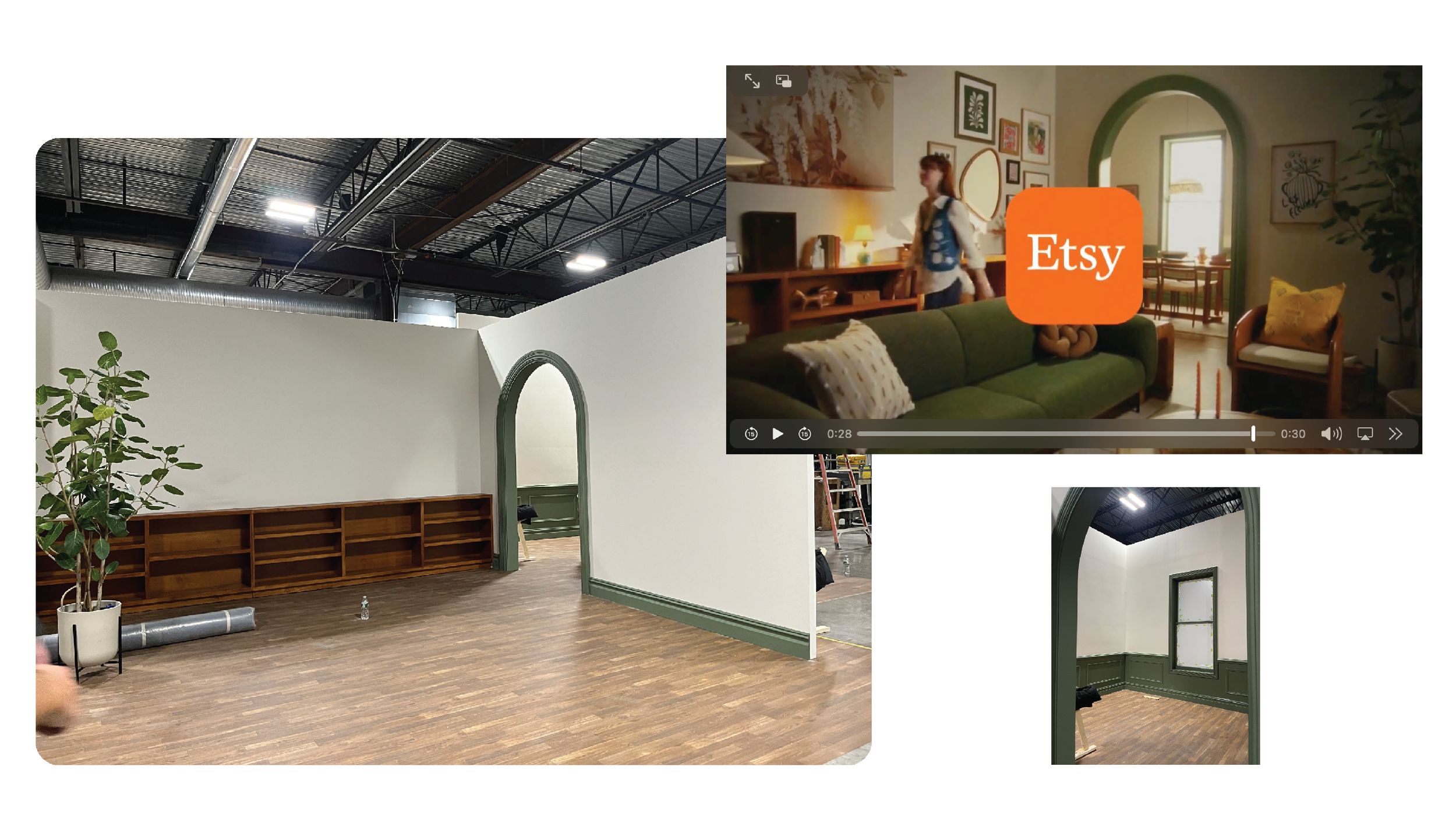 Etsy Commercial: 
Seaming walls, priming, painting flats, 
caulking seams, priming and painting trim