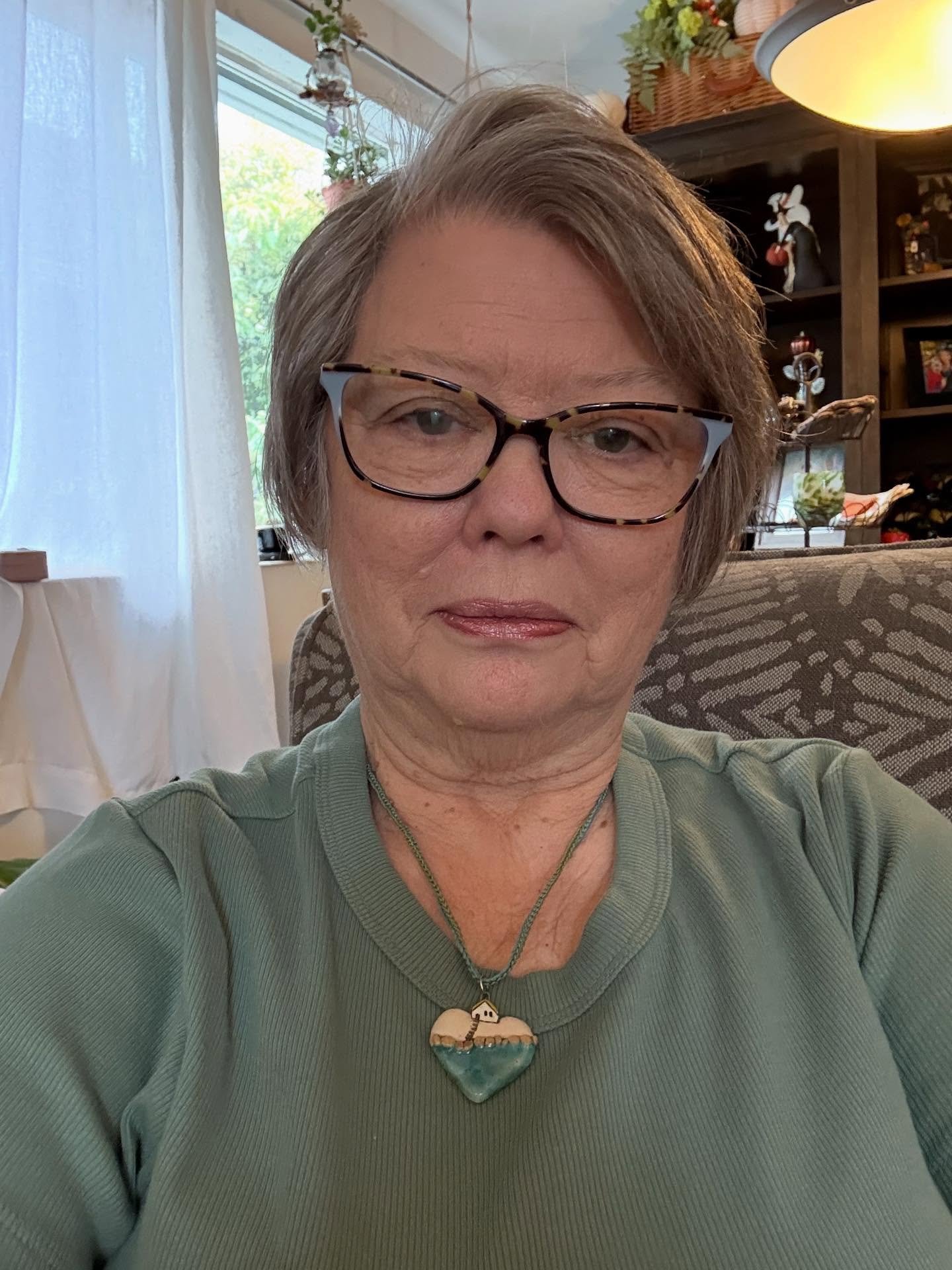 I don&rsquo;t post me pictures very often, but I just had to share this necklace. The heart charm is from #elukkaceramics and I love it so much. I crocheted a Romanian cord with teal and green crochet cotton. Thank you Sissy for always delighting me 