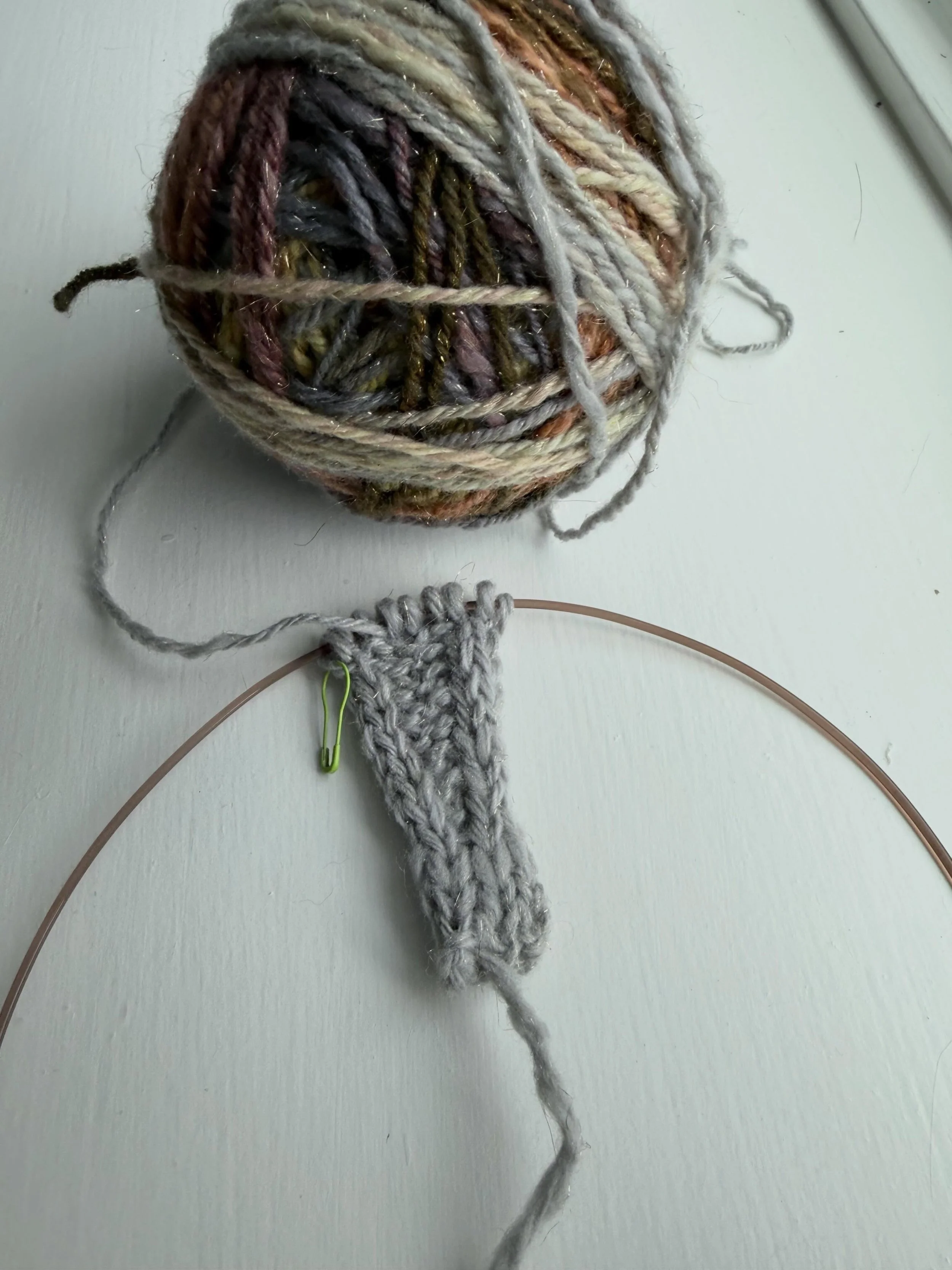 On the needles: A Sophie Scarf knit with hand spun. This yarn is aran weight and I&rsquo;m using a size 11 needle. The final project won&rsquo;t be the delicate neck scarf of the pattern, but it will be beautiful and warm. I made this yarn several ye