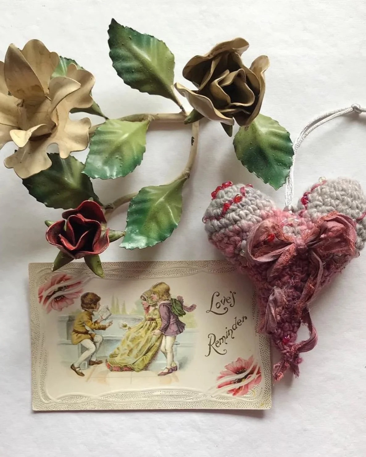 Some of the things I love&hellip;vintage paper art, family memorabilia, muted colors, and, of course, handmade hearts.