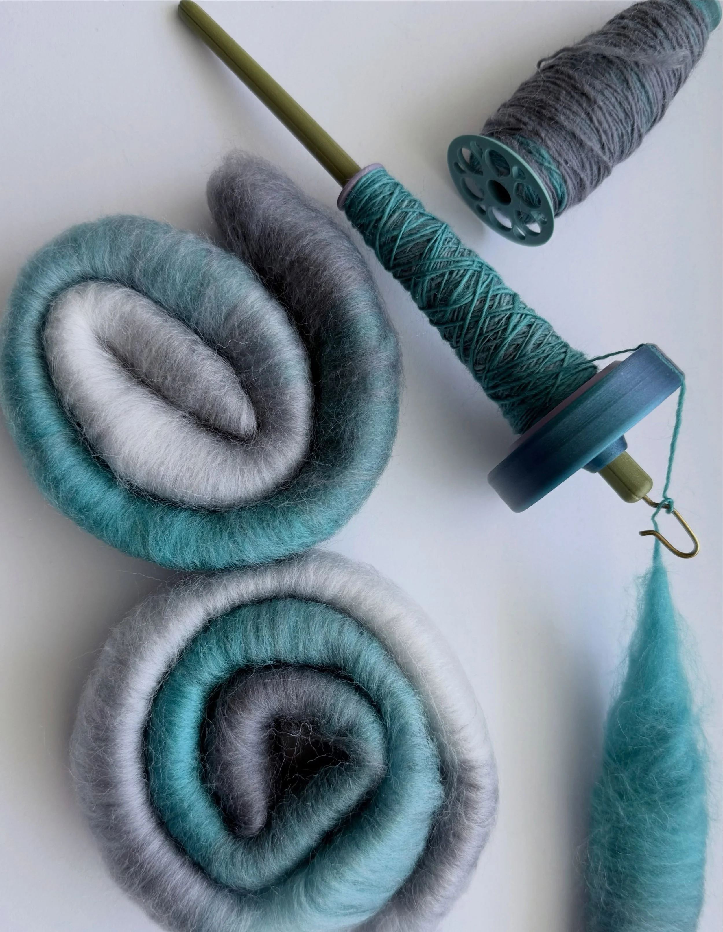 There is no aspect of spindle spinning that I don&rsquo;t love. Thank you @battyfibers for my new bobbins and whorl. I love my spindle set up.