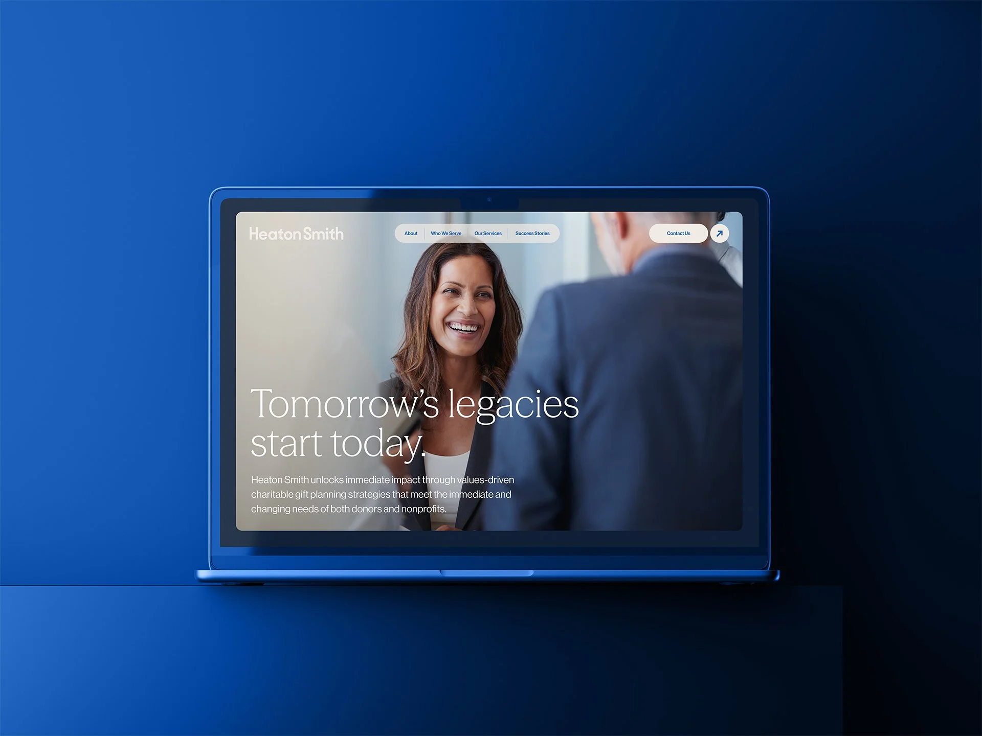 Heaton Smith website homepage displayed on a laptop featuring the headline “Tomorrow’s legacies start today.”
