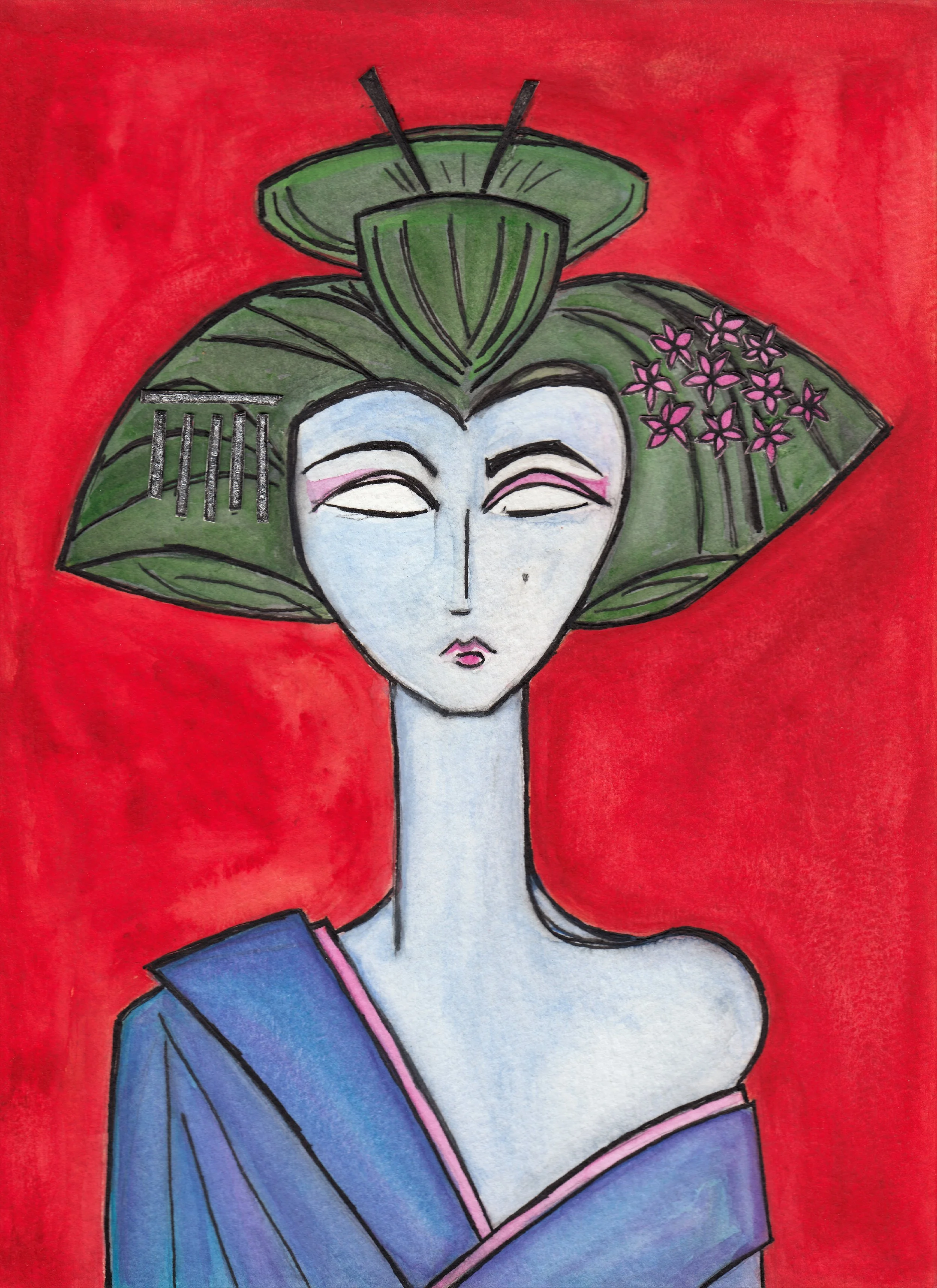 American Maiko with Flowers
