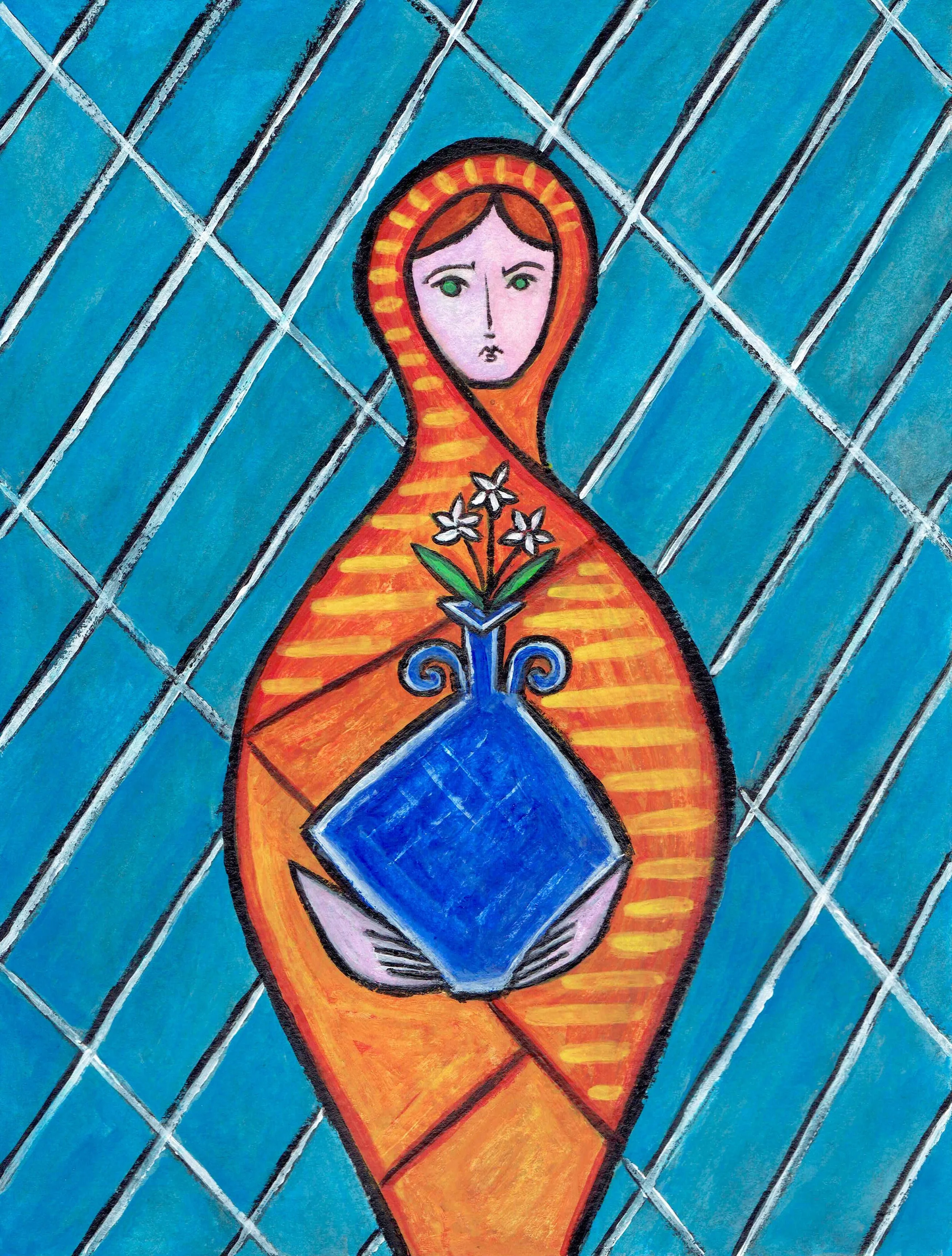 Figure with Blue Stone Vase