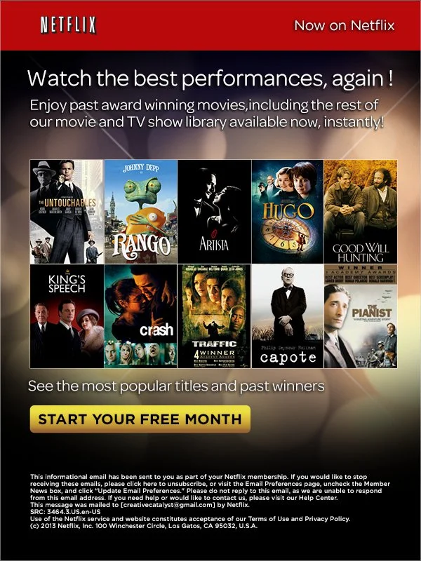 Variable content 1st look customer acquisition - Online ad campaign for post Oscars theme  