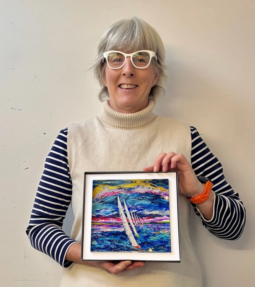 kate holding a printed acrylic gift