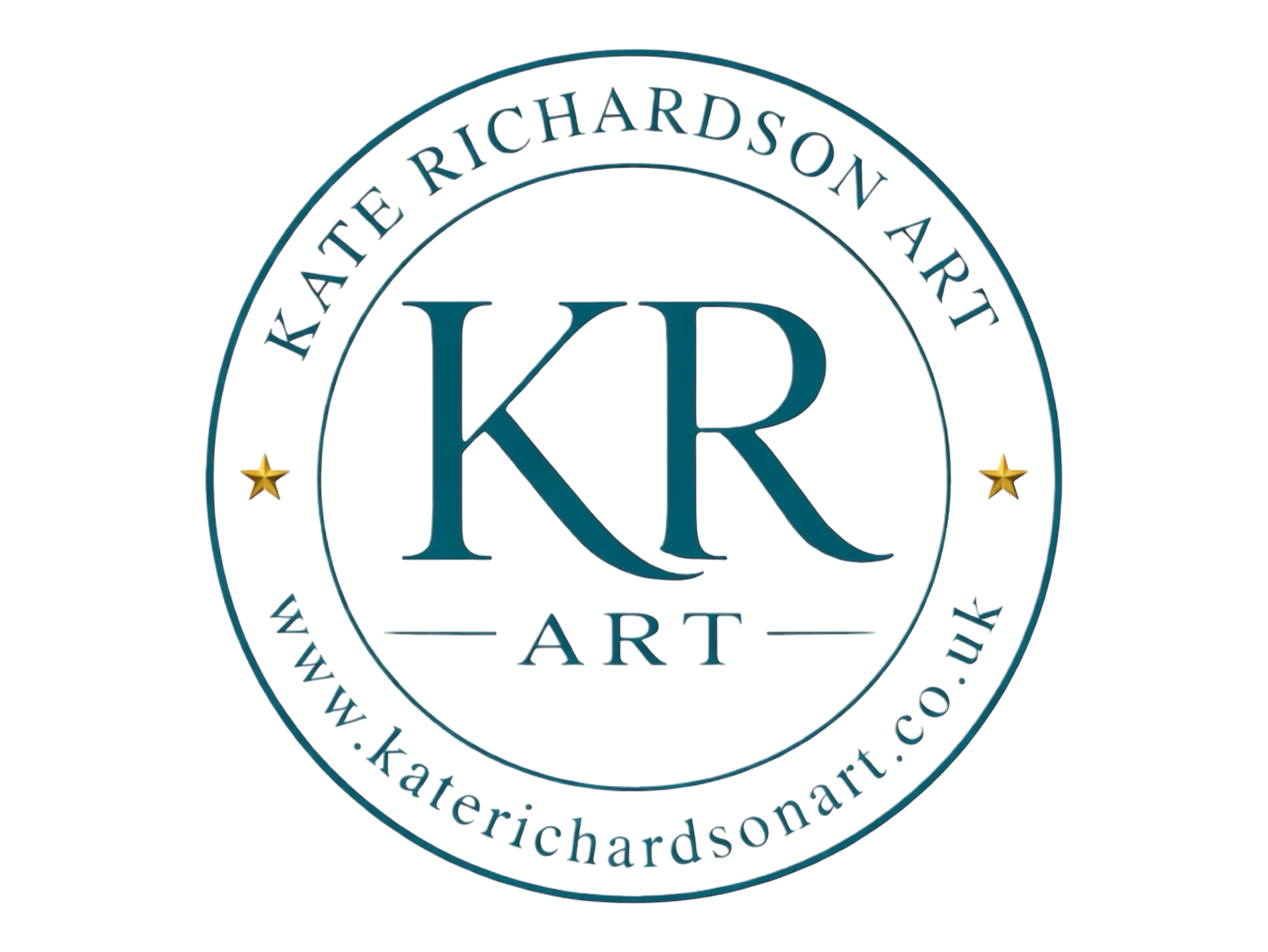 Logo for Richardson Art, featuring large initials 'RR' in the center, surrounded by a circular border with the text 'Richardson Art' and the website URL 'www.richardson-art.co.uk', and decorative stars on the border.