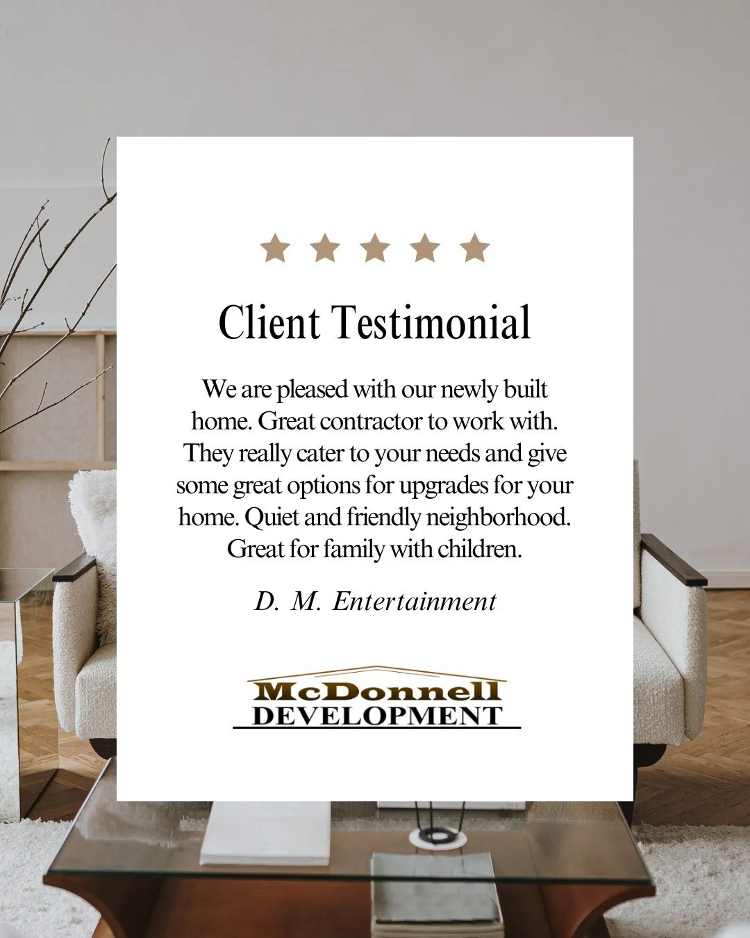 Client satisfaction is at the heart of everything we do. Here’s what one of our homeowners had to say about their experience with McDonnell Development.
#thankfulthursday #ClientFeedback #TestimonialThursday #HomeConstruction #LuxuryHomes #McD