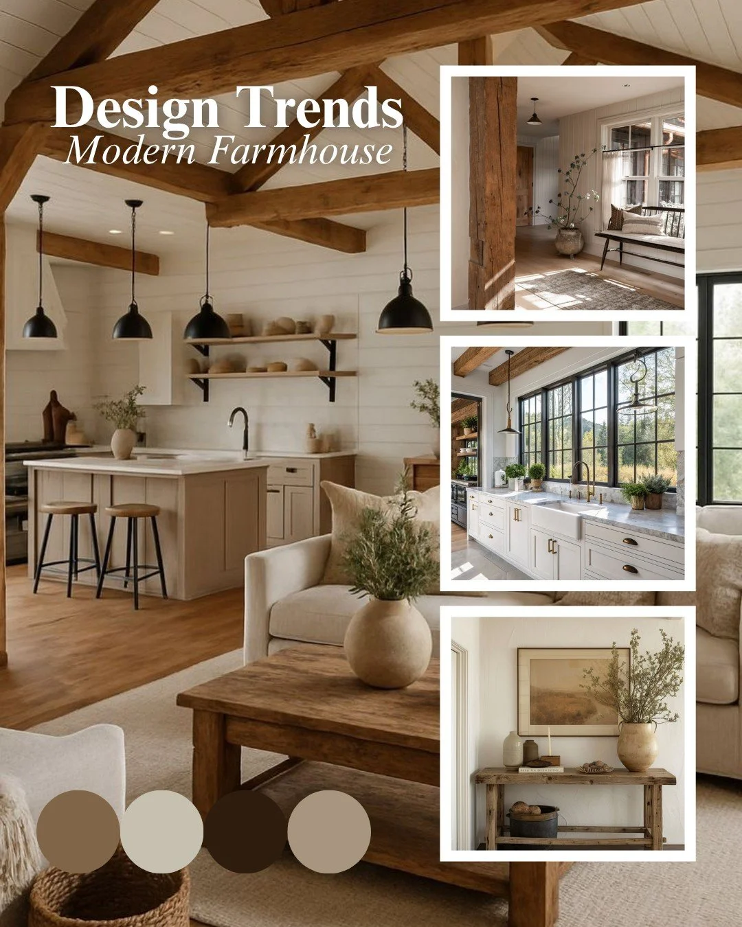 Earthy tones, organic textures, and modern comfort &mdash; this is the Modern Farmhouse interior style 🤎 
.
.
.
.
.
.
#DesignTrends #InteriorStyle #modernfarmhouse