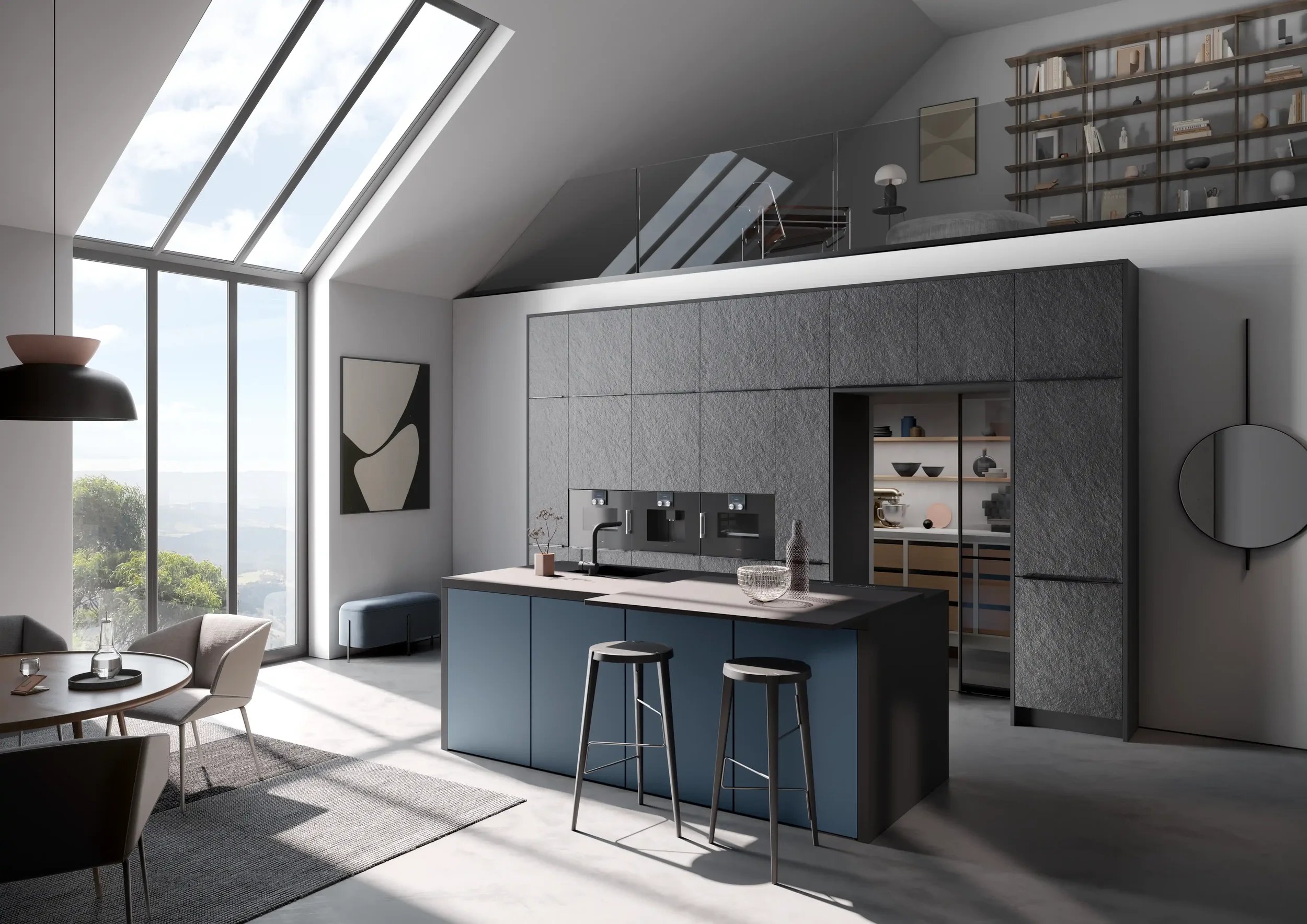 High end keuken in steenfineer met Gaggenau toestellen