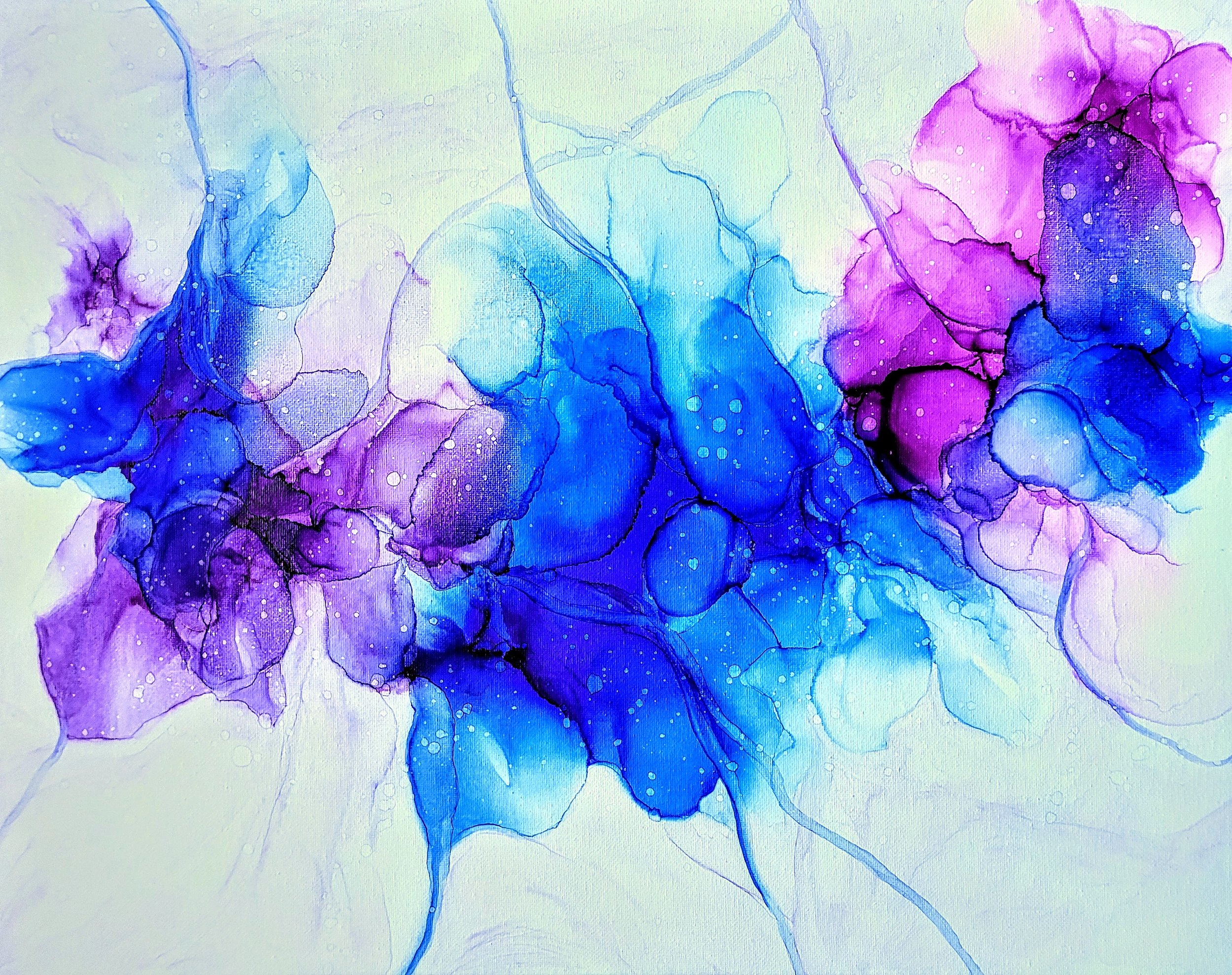 Blue, Pink, Purple Flowers Painting