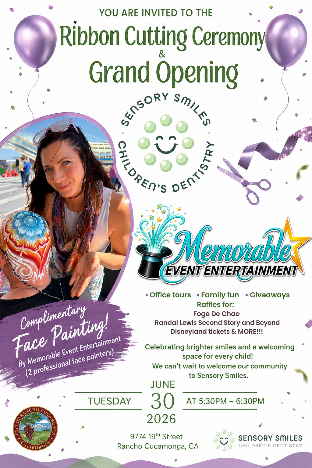 Free Face Painting at Grand Opening of Sensory Smiles Children's Dentistry