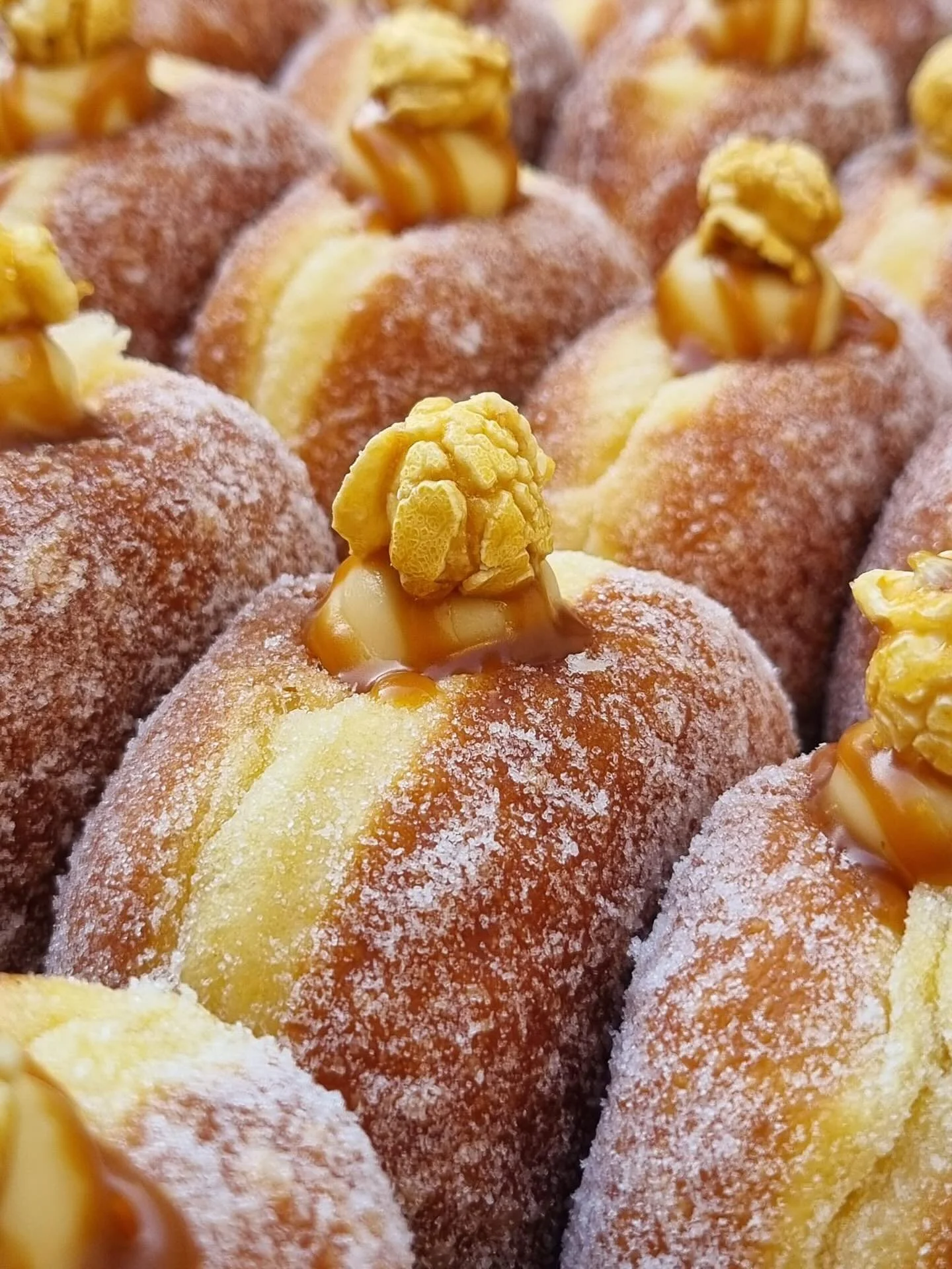 @bombodoughnuts x @joeandseph present the salted caramel popcorn doughnut.
One of our most exciting (and filthiest) collabs yet. 
A light and fluffy Bombo doughnut, generously filled with salted caramel crème pâtissière (includi