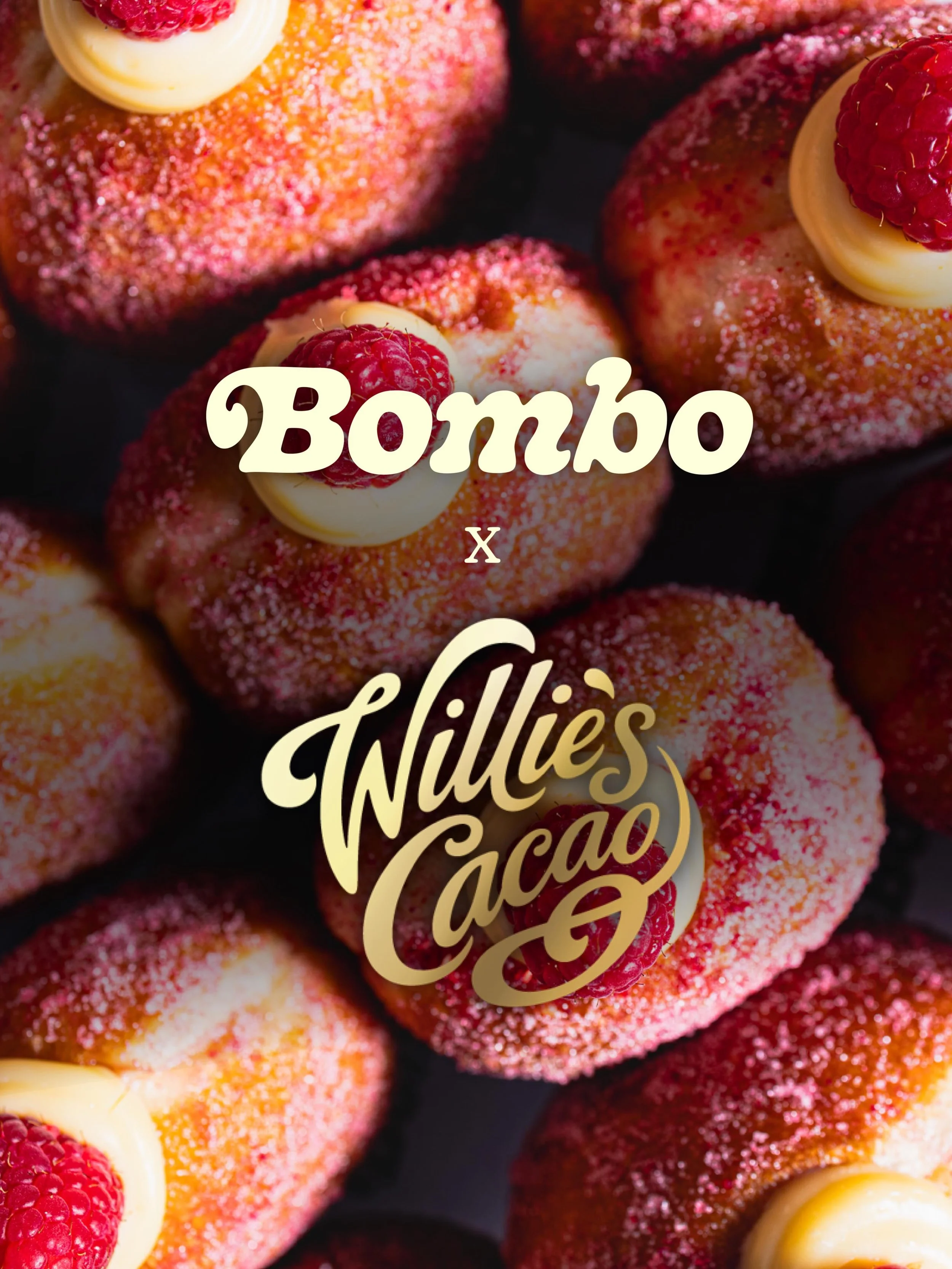 Next up in the @bombodoughnuts x @williescacao series is this filthy little white chocolate &amp; raspberry number.

It&rsquo;s Bombo&rsquo;s signature light &amp; fluffy dough, dusted in a zingy raspberry sherbet sugar, injected with a tart raspberr
