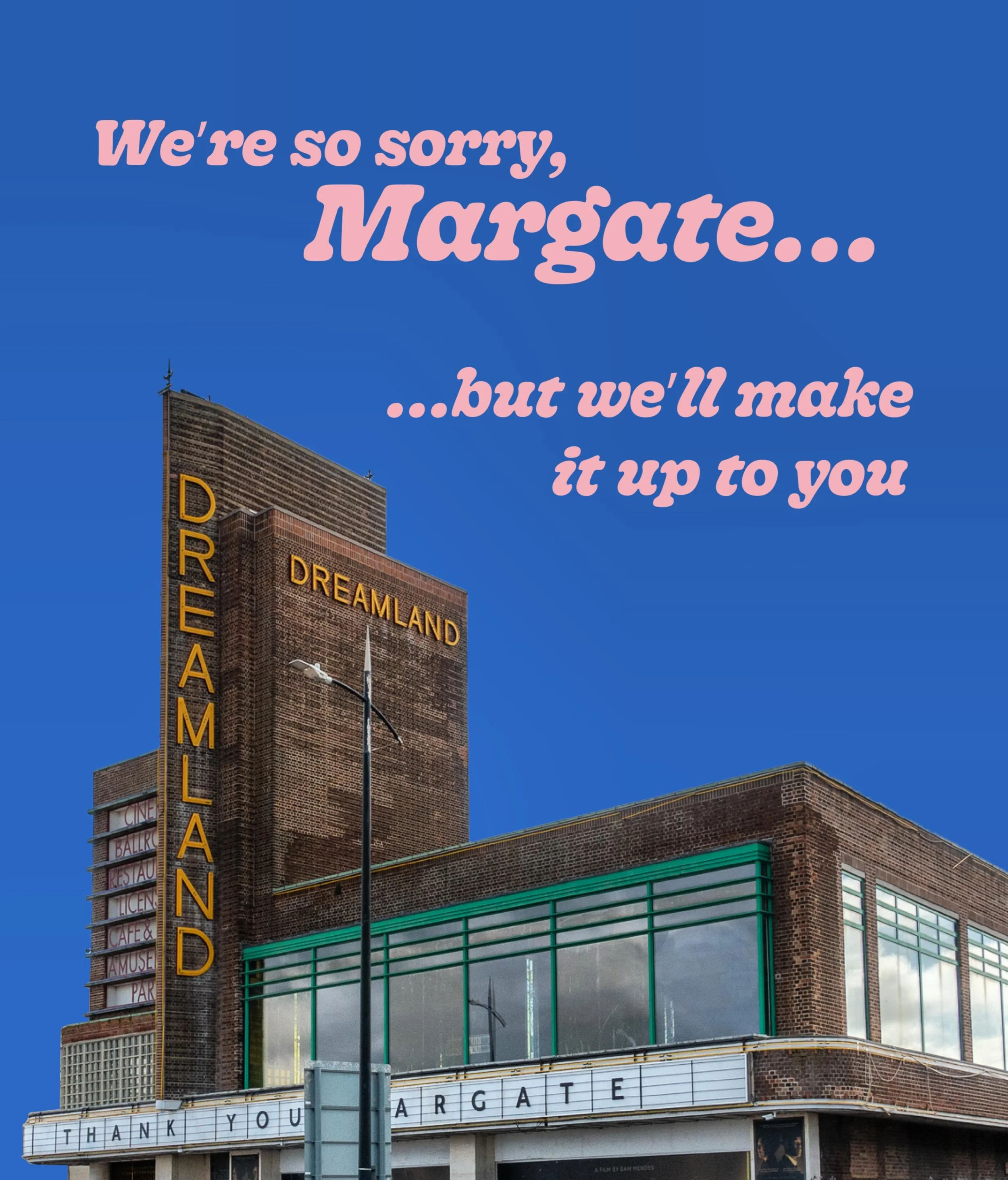 Due to reasons beyond our control we won&rsquo;t be able to open our Margate shop outside @dreamlandmargate this weekend as planned. We are beyond devastated, and so very, very sorry&hellip; but are doing everything we possibly can to make it happen 
