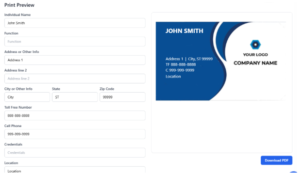 Business Card Feature