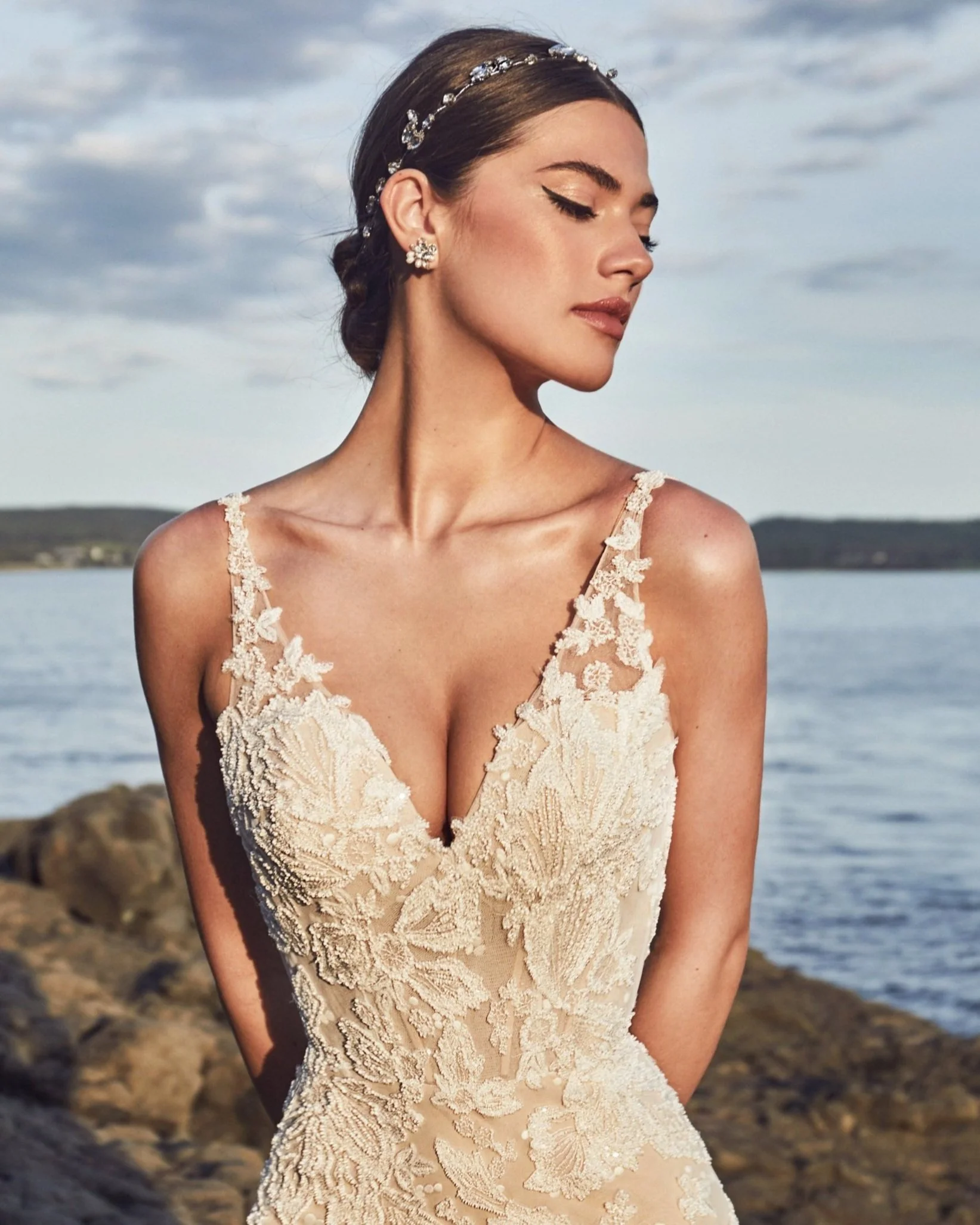 Luxury bridal makeup and hair Toronto — lace wedding dress bride by The Beauty Confidante