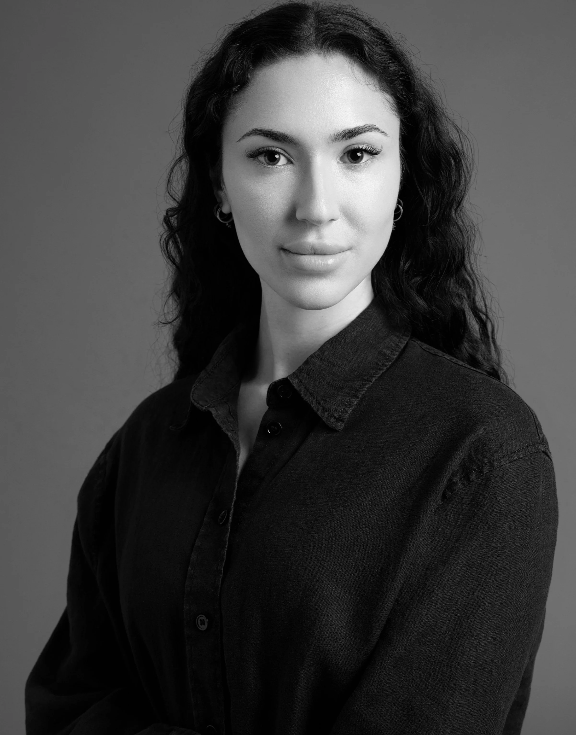 Black and white portrait of artist Kyla Perri