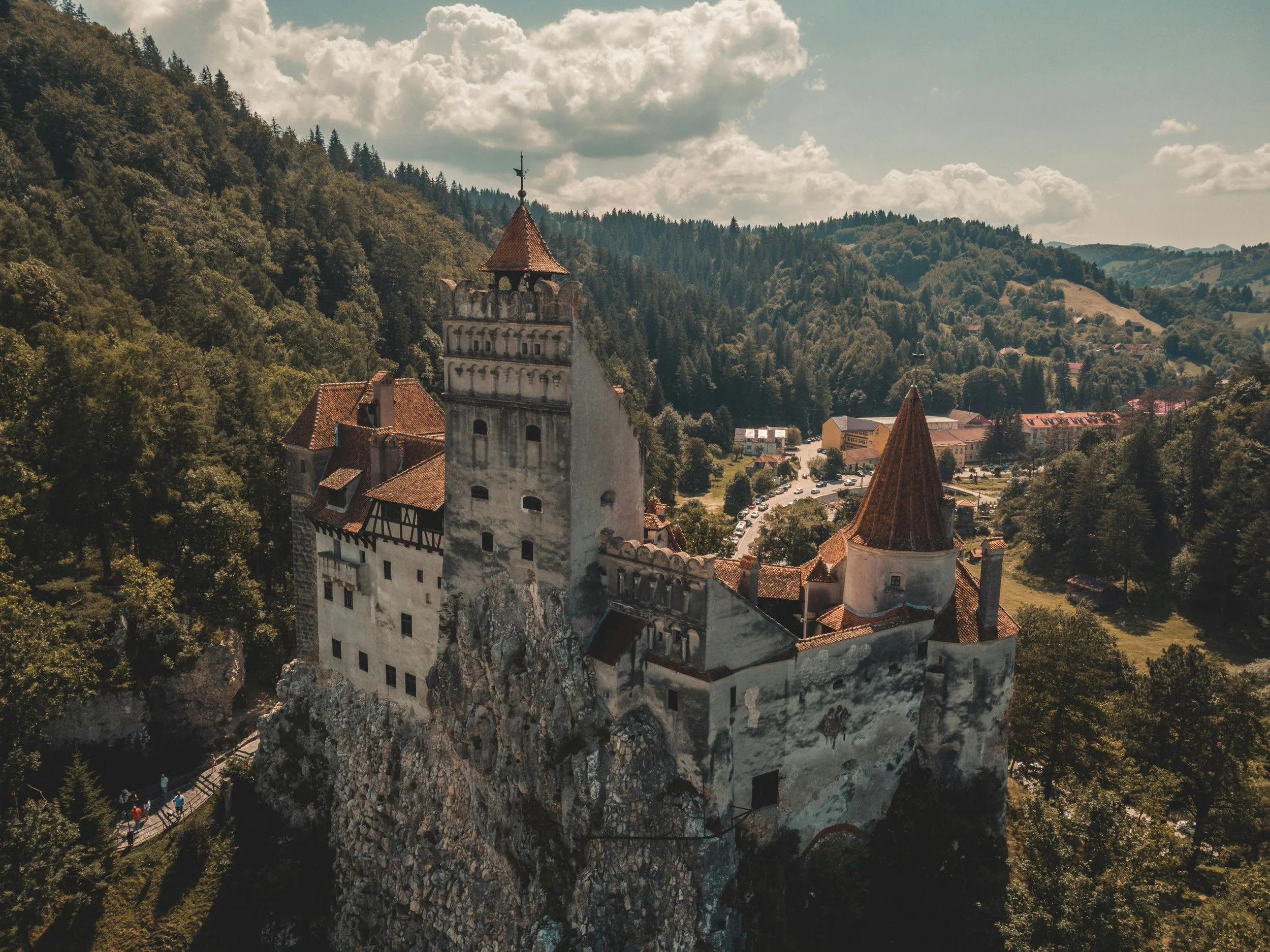 Bran Castle at dusk in Transylvania