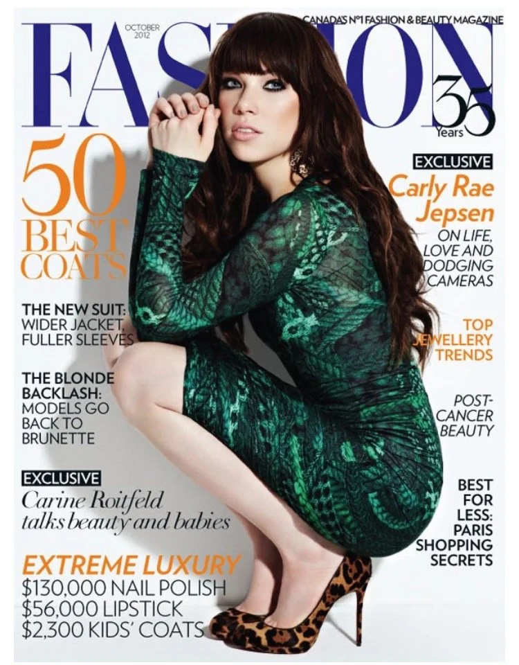 Fashion Magazine cover with Carly Rae Jepsen, hair and makeup by Anna Nenoiu