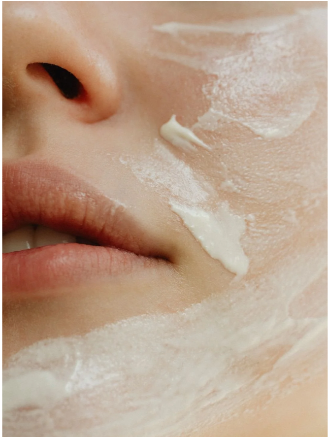 Close up of skin with toxin free moisturizer