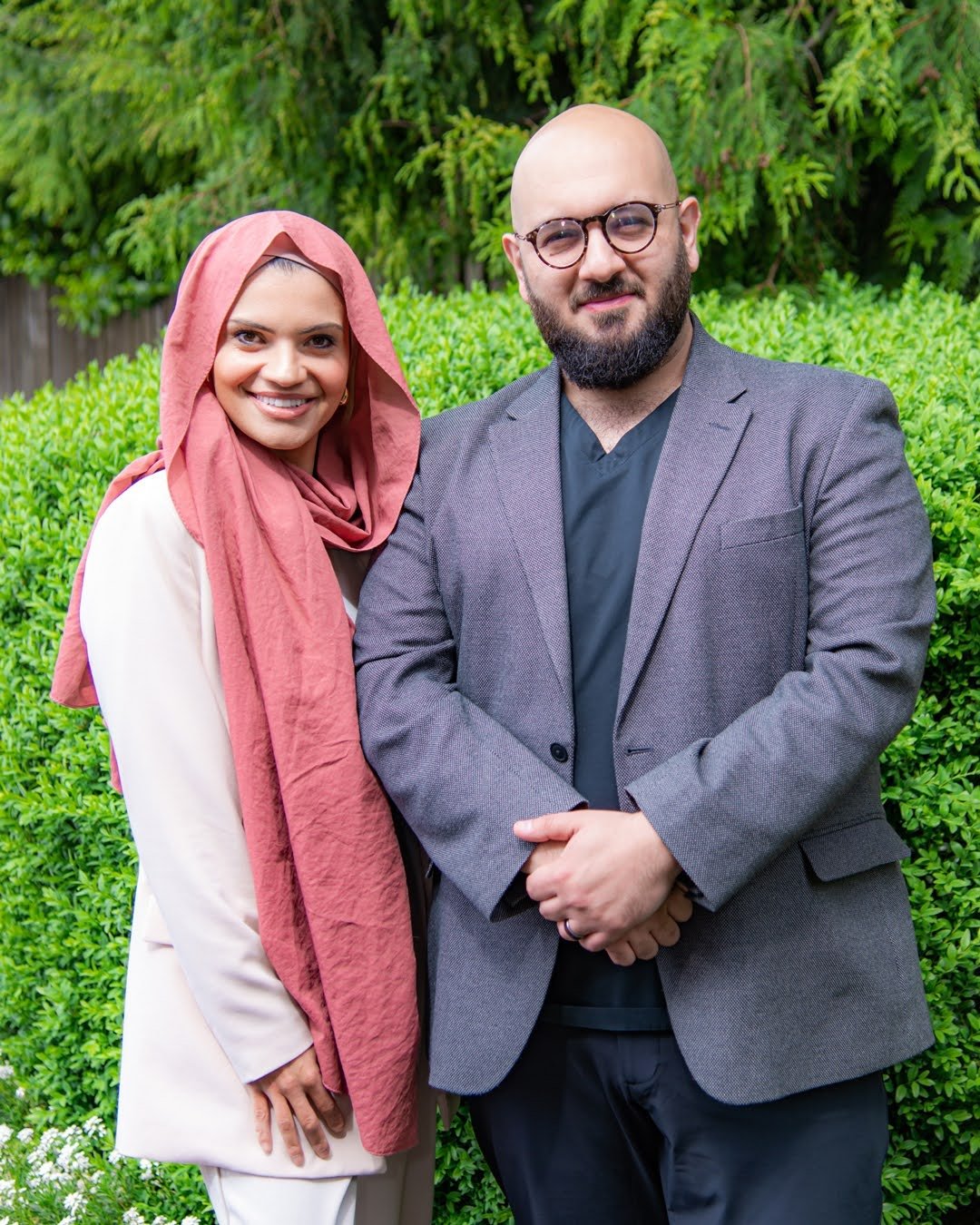 Meet Dr. Noor &amp; Dr. Mustafa, the dynamic duo behind ALMĀS. Dr. Noor, a biological dentist and certified barre instructor, combines holistic wisdom with cutting-edge technology like the Fotona laser and Advanced PRF treatments to deliver all-natur