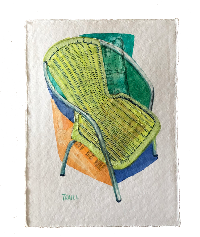 Wild Sweet Orange Seat, Mixed Media, 5" x 7"