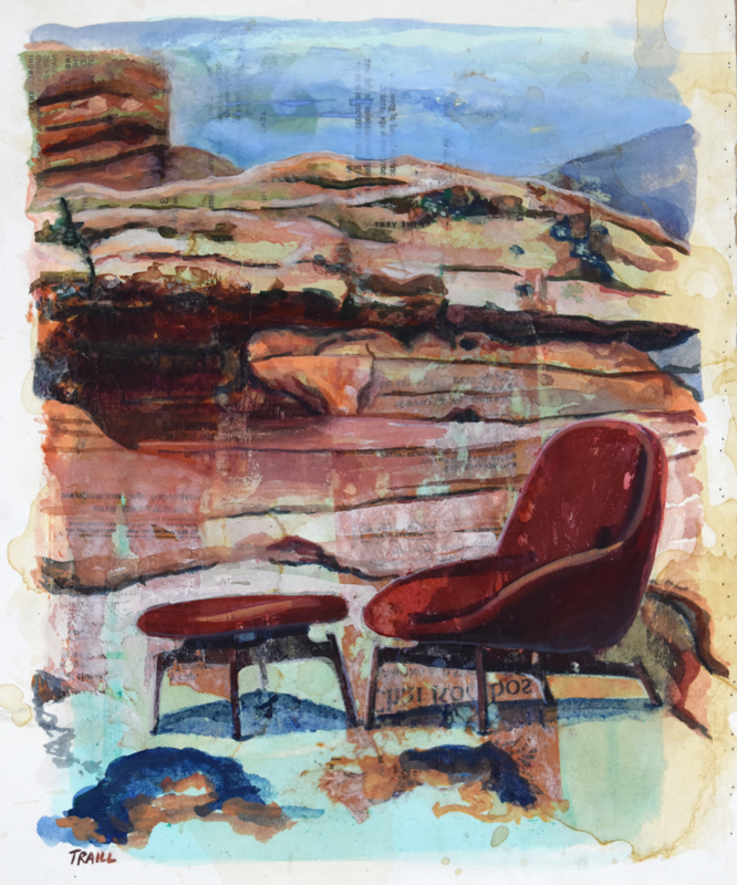 Chair of the Red Rocks, Mixed Media, 9.25" x 11.125"