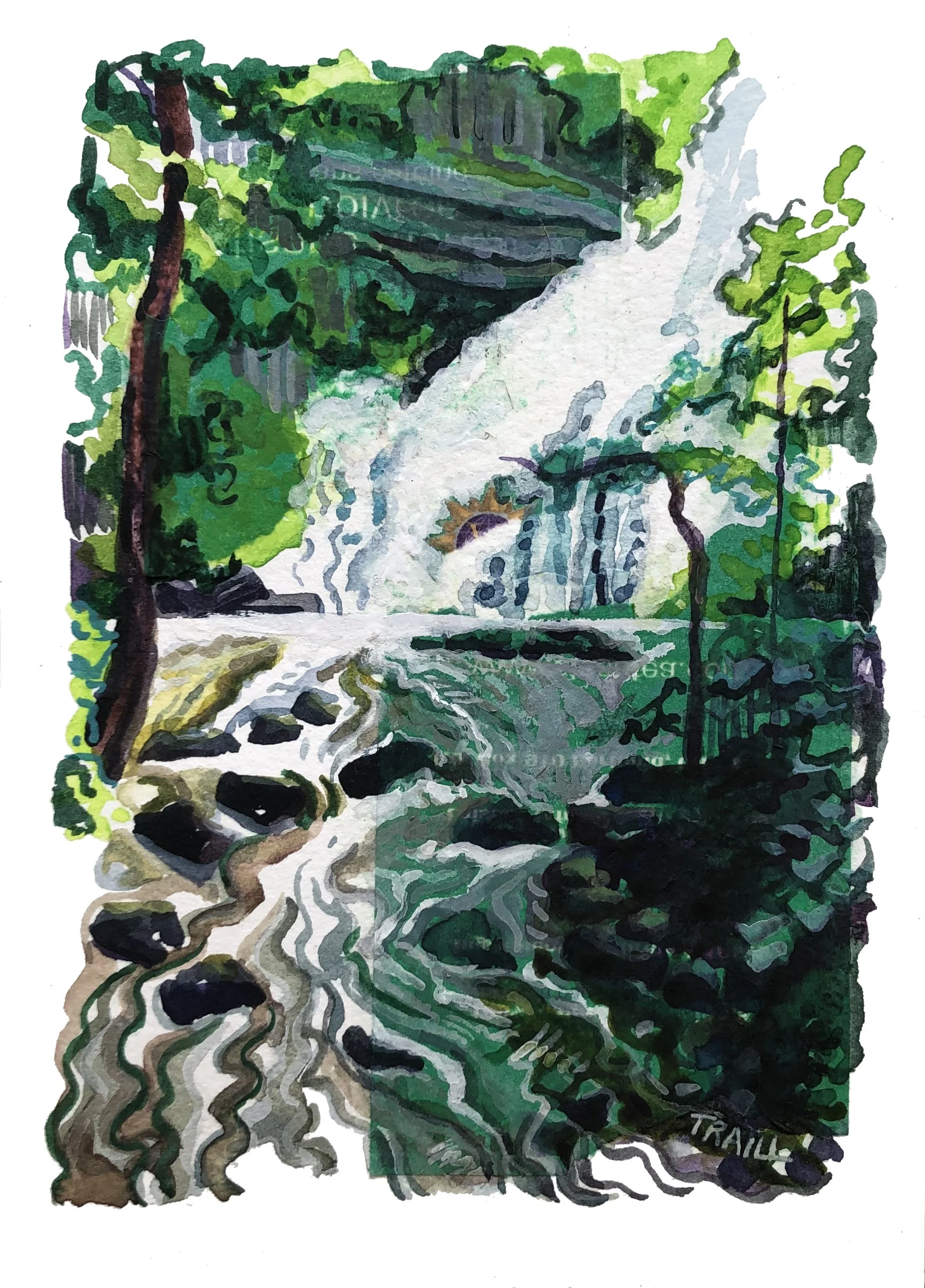 Mint Hemlock, Mixed Media, 5" x 7"